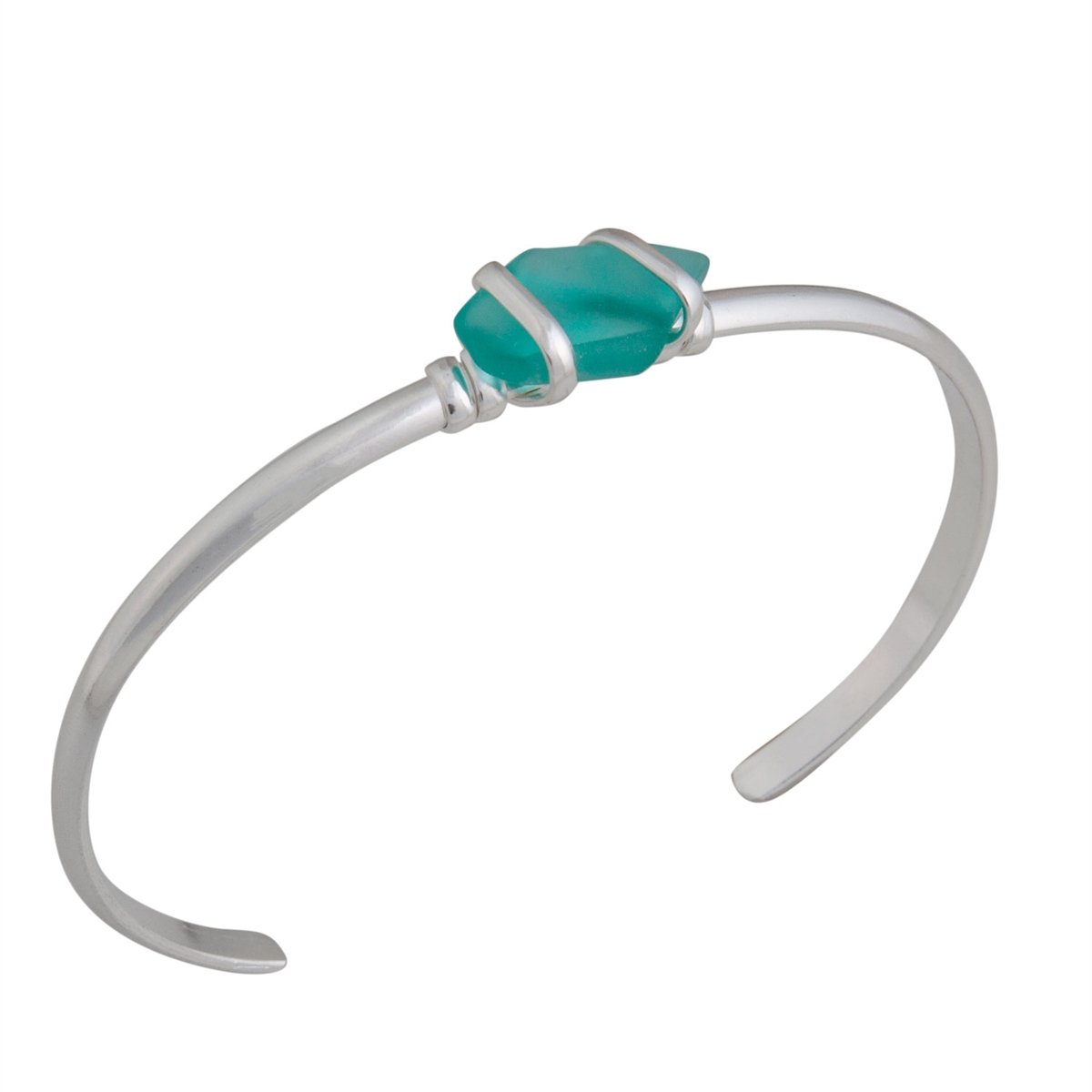 Charles Albert Jewelry - Mint Pompano Beach Glass Mini Cuff - Side View