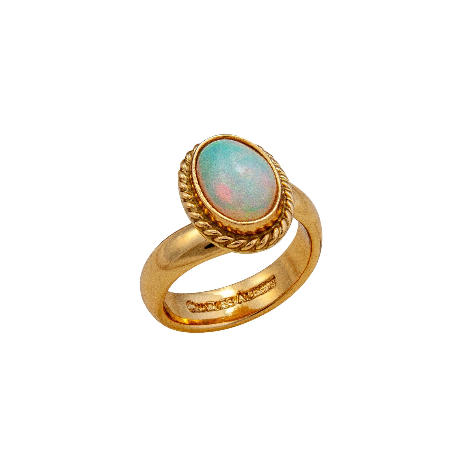Alchemia Oval Ethiopian Opal Adjustable Ring with Rope Detail | Charles Albert Jewelry