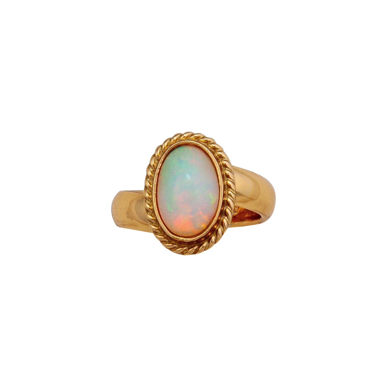 Alchemia Oval Ethiopian Opal Adjustable Ring with Rope Detail | Charles Albert Jewelry