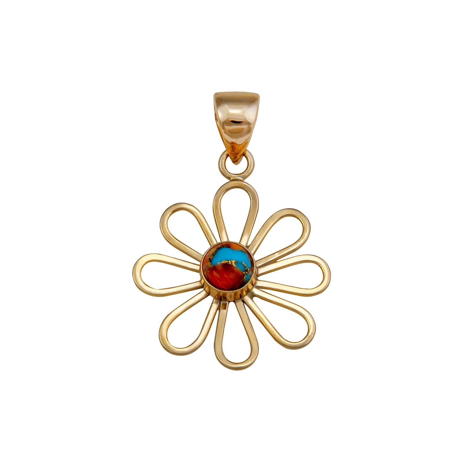Alchemia Turquoise and Spiny Oyster Flower Pendant | Charles Albert Jewelry