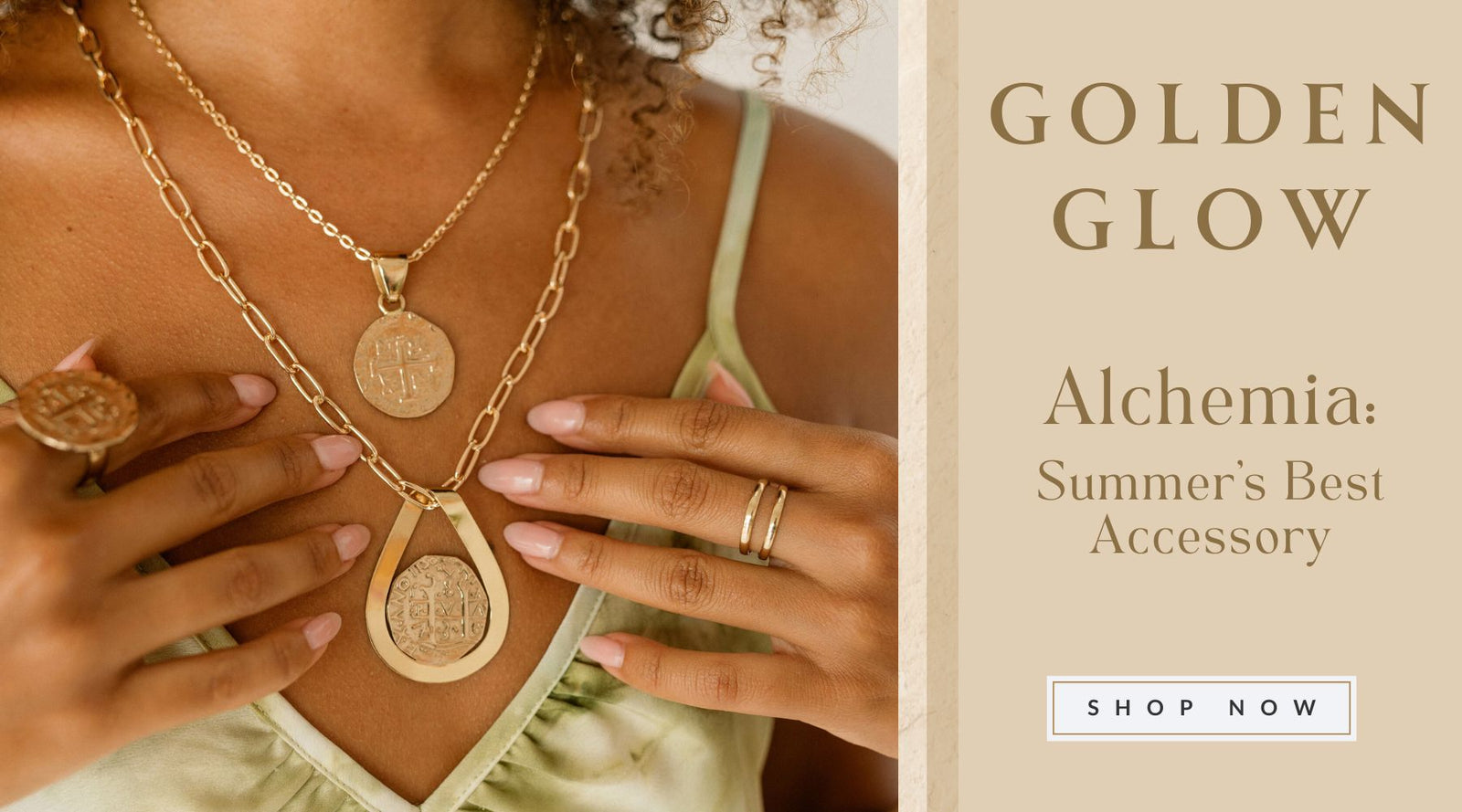Model wearing Alchemia Coin Collection by Charles Albert: Summer's Best Accessory