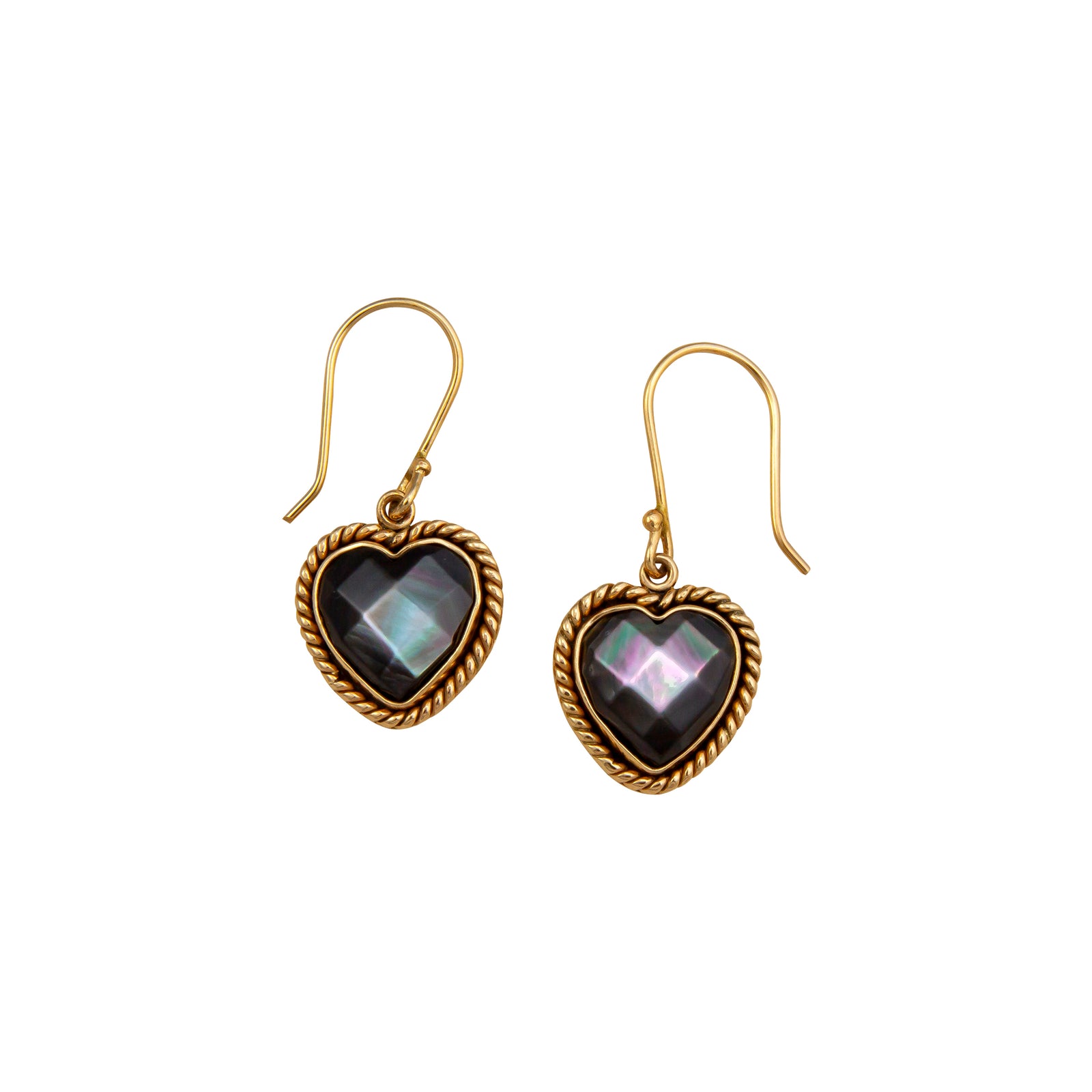 Alchemia Grey Mother of Pearl Heart Rope Drop Earrings | Charles Albert Jewelry