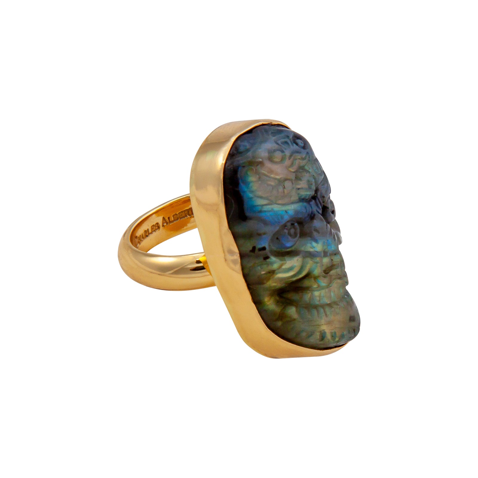 Alchemia Labradorite Sugar Skull Adjustable Ring | Charles Albert Jewelry