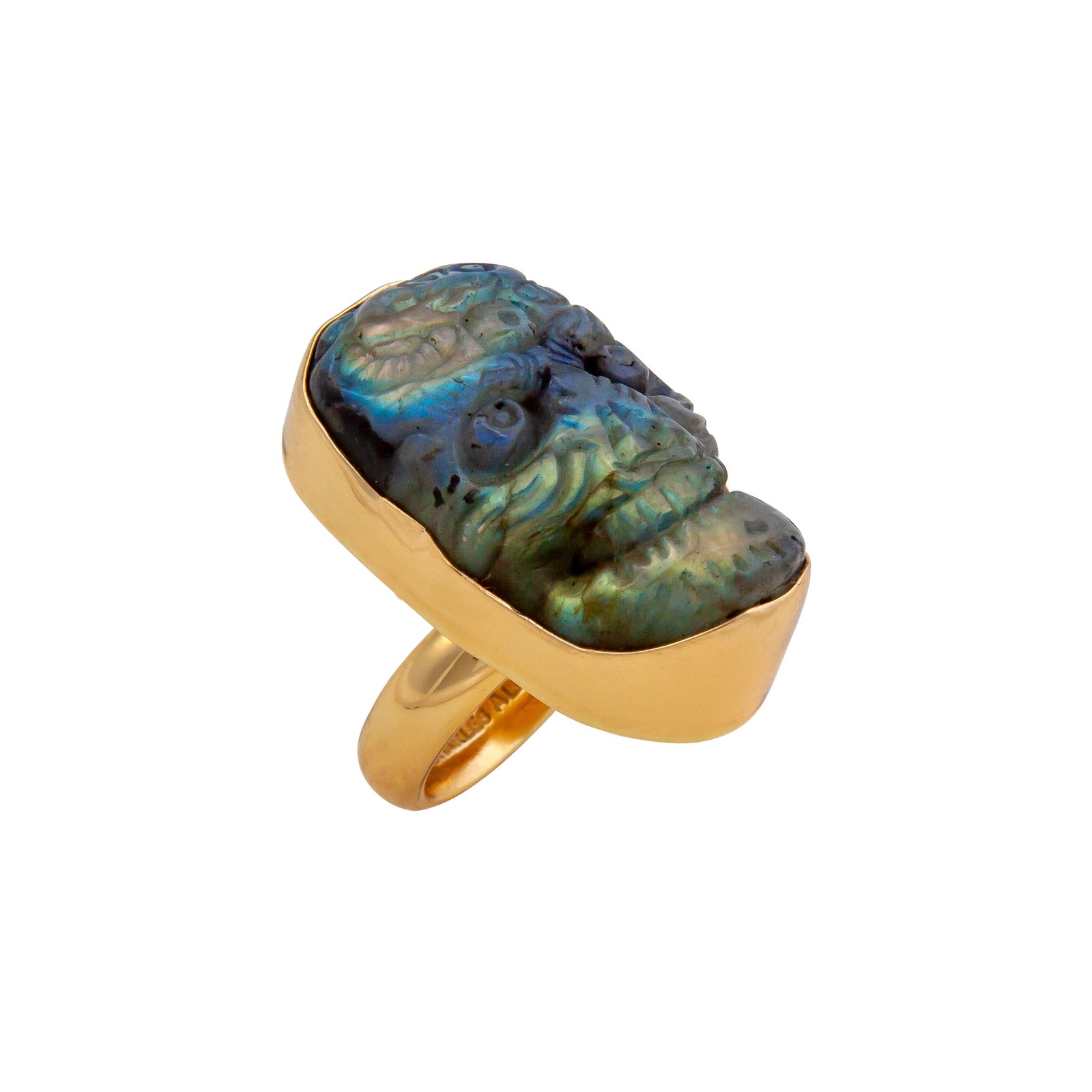 Alchemia Labradorite Sugar Skull Adjustable Ring | Charles Albert Jewelry