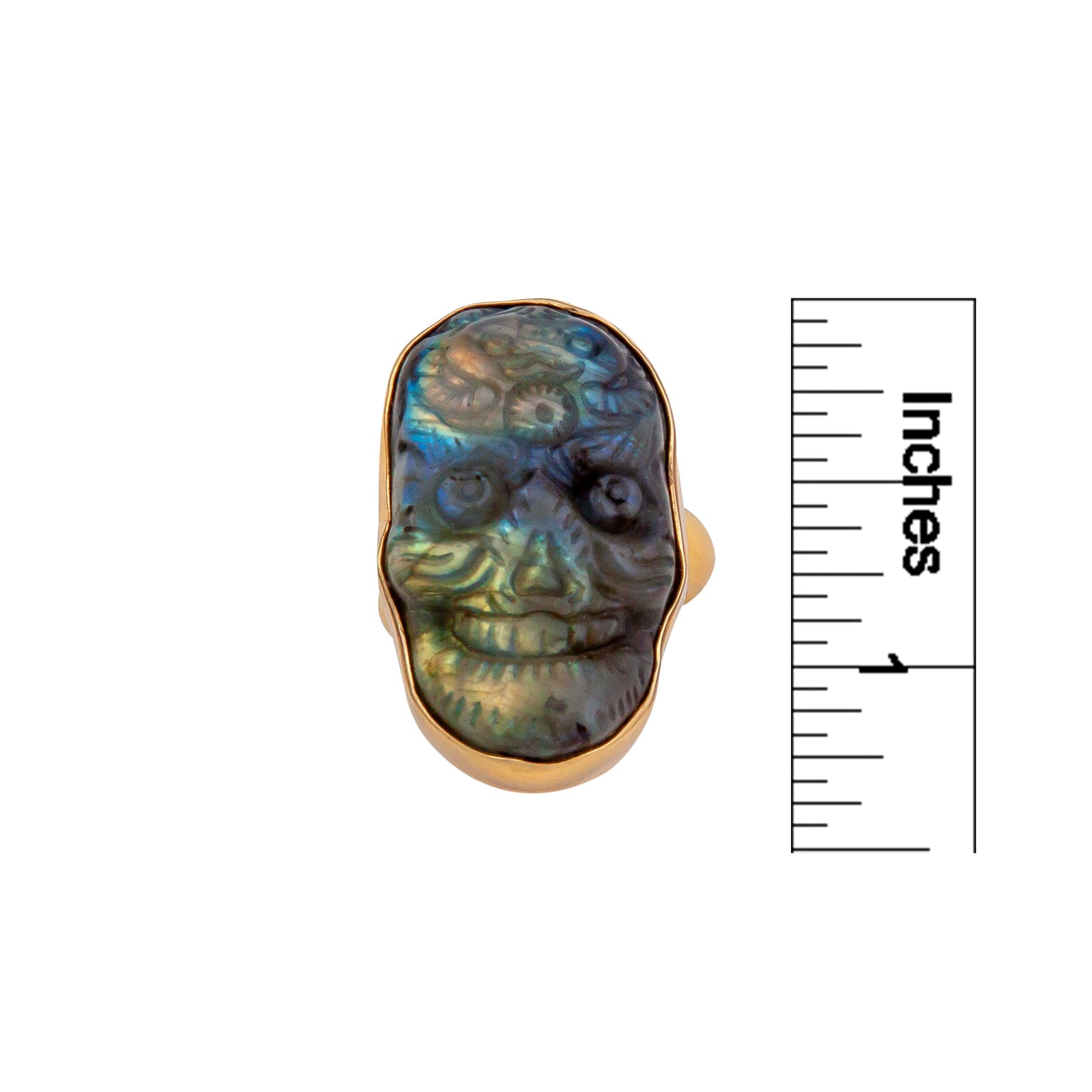 Alchemia Labradorite Sugar Skull Adjustable Ring | Charles Albert Jewelry