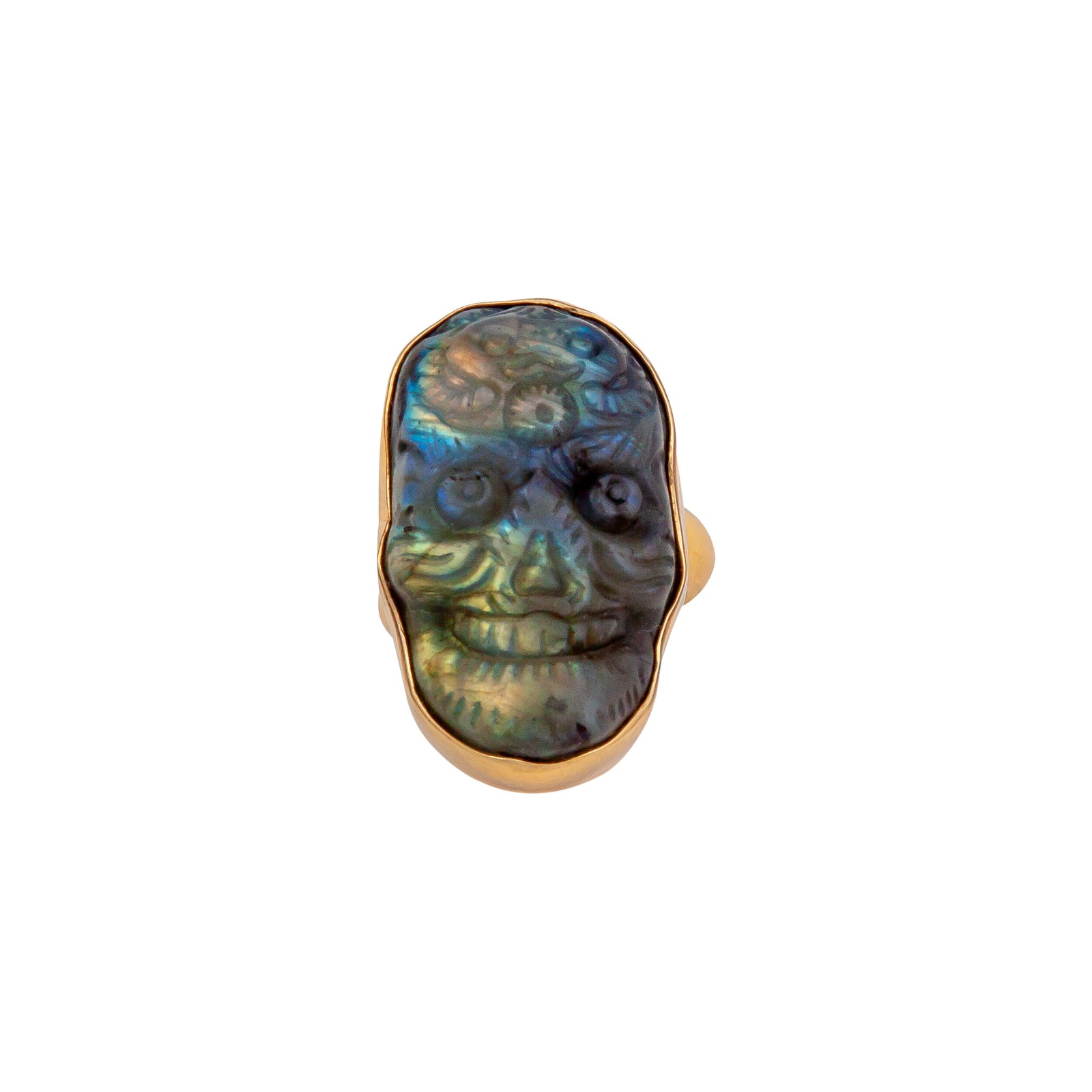 Alchemia Labradorite Sugar Skull Adjustable Ring | Charles Albert Jewelry