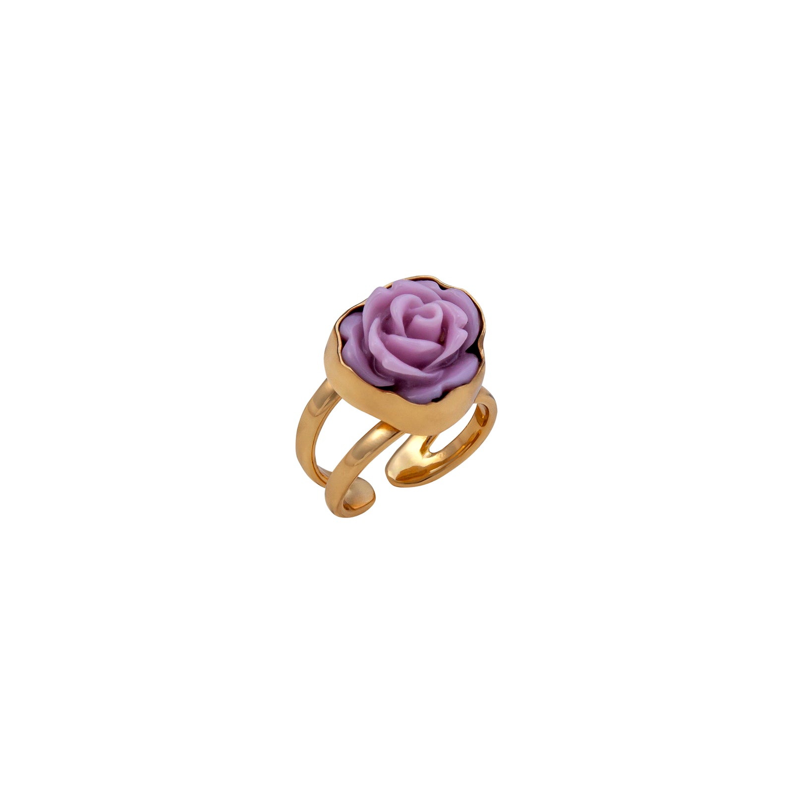 Alchemia Lavender Resin Rose Adjustable Cuff Ring | Charles Albert Jewelry