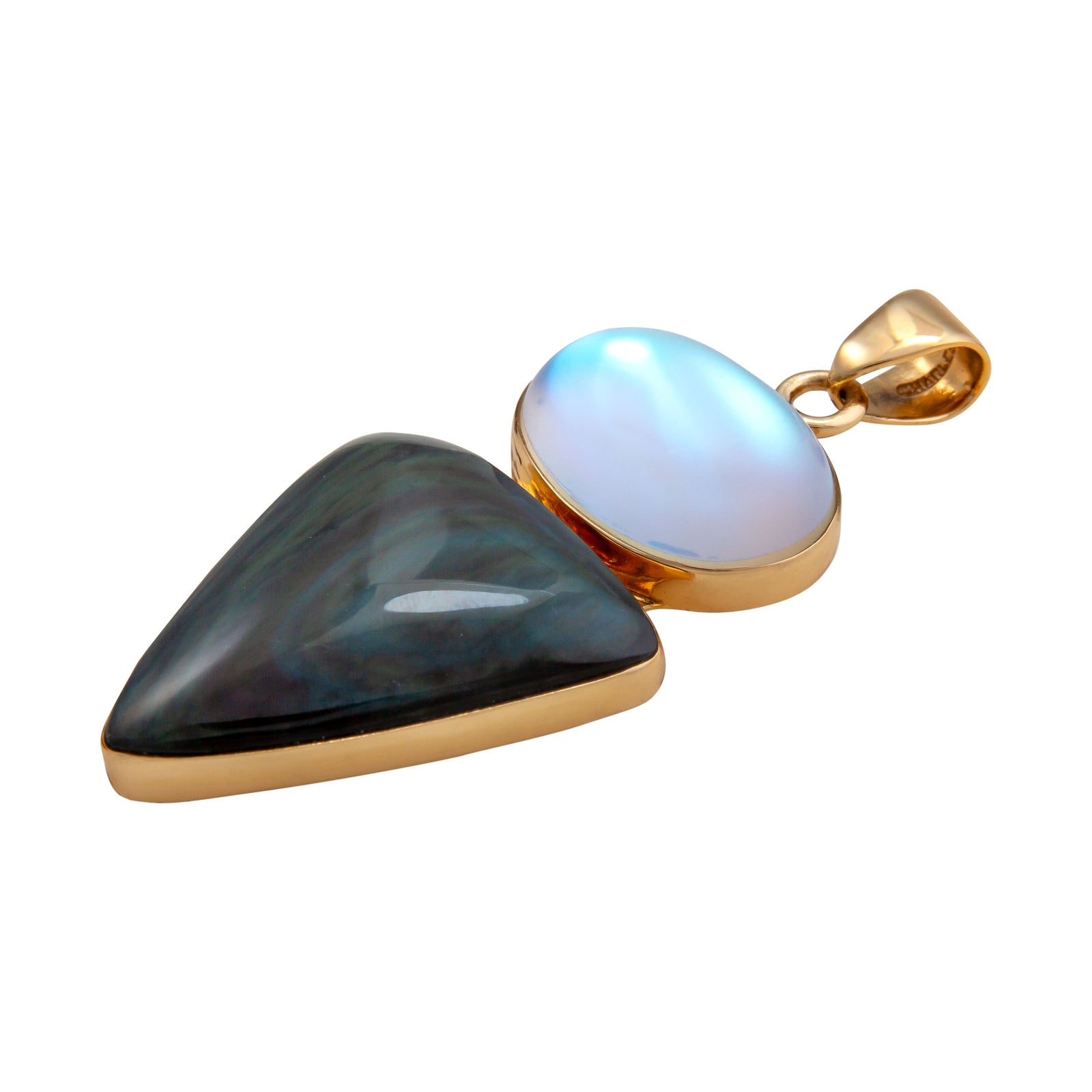 Alchemia Luminite and Rainbow Obsidian Double Pendant | Charles Albert Jewelry
