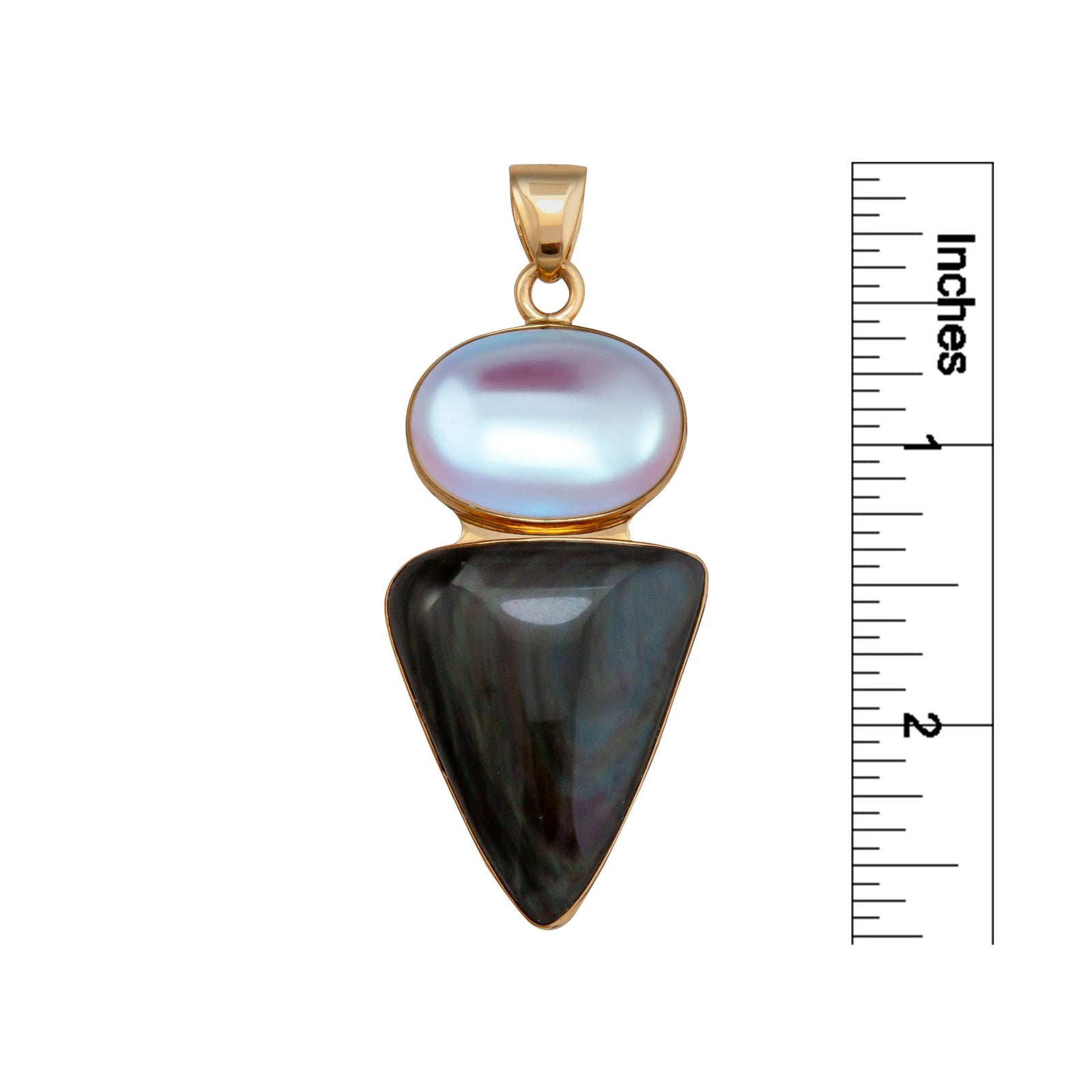 Alchemia Luminite and Rainbow Obsidian Double Pendant | Charles Albert Jewelry