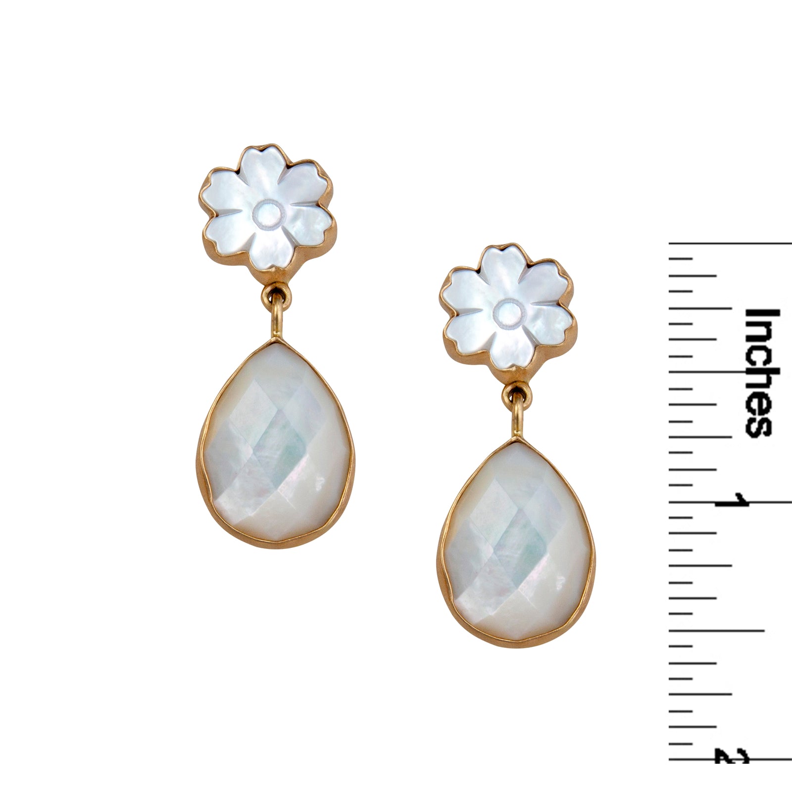 Alchemia Mother of Pearl Flower Teardrop Post Earrings | Charles Albert Jewelry
