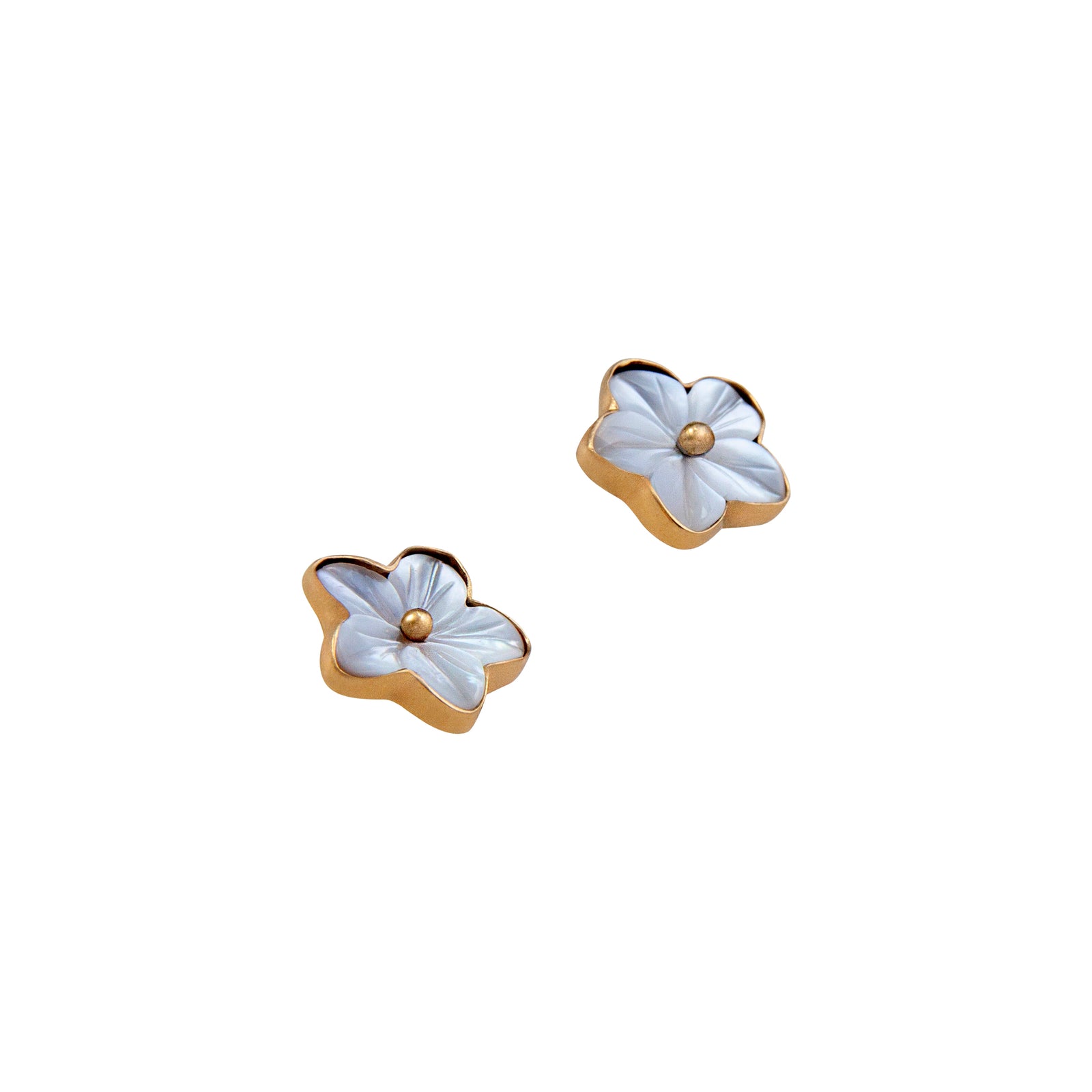 Alchemia Mother of Pearl Golden Flower Post Earrings | Charles Albert Jewelry