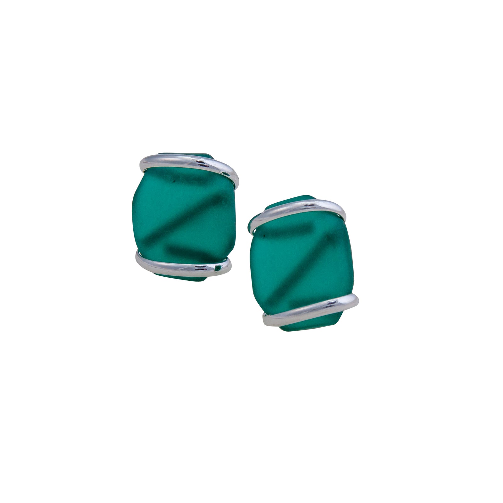 Mint Pompano Beach Glass Freeform Post Earring | Charles Albert Jewelry