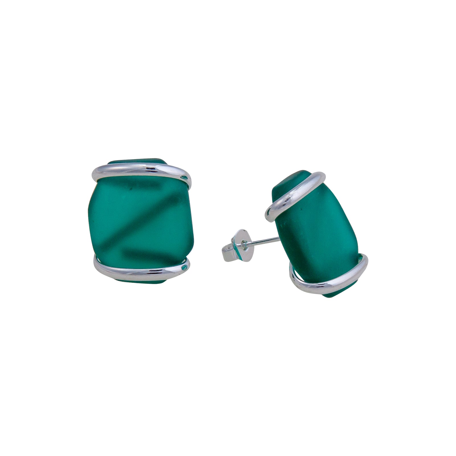 Mint Pompano Beach Glass Freeform Post Earring | Charles Albert Jewelry