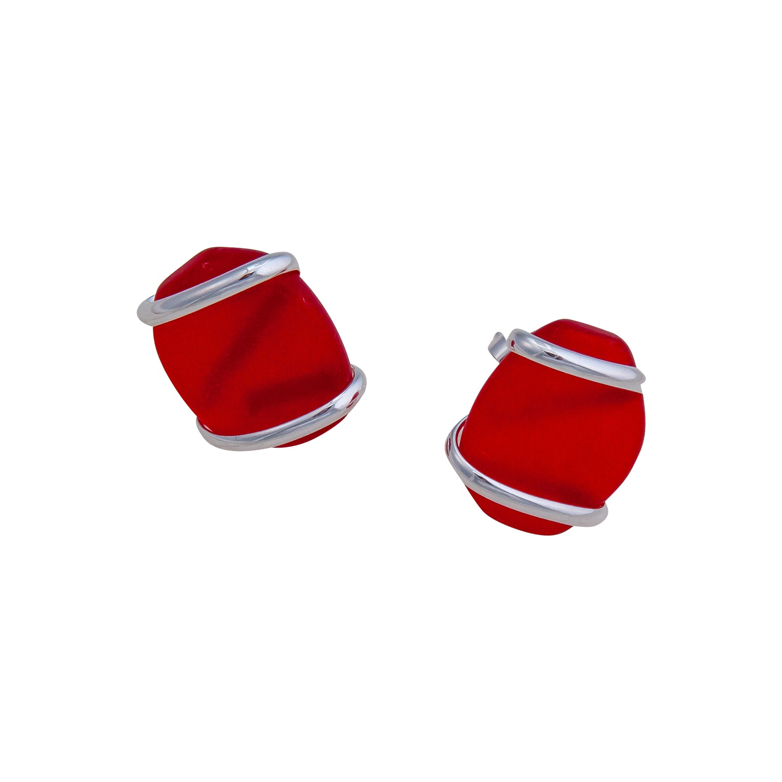 Red Pompano Beach Glass Freeform Post Earring | Charles Albert Jewelry