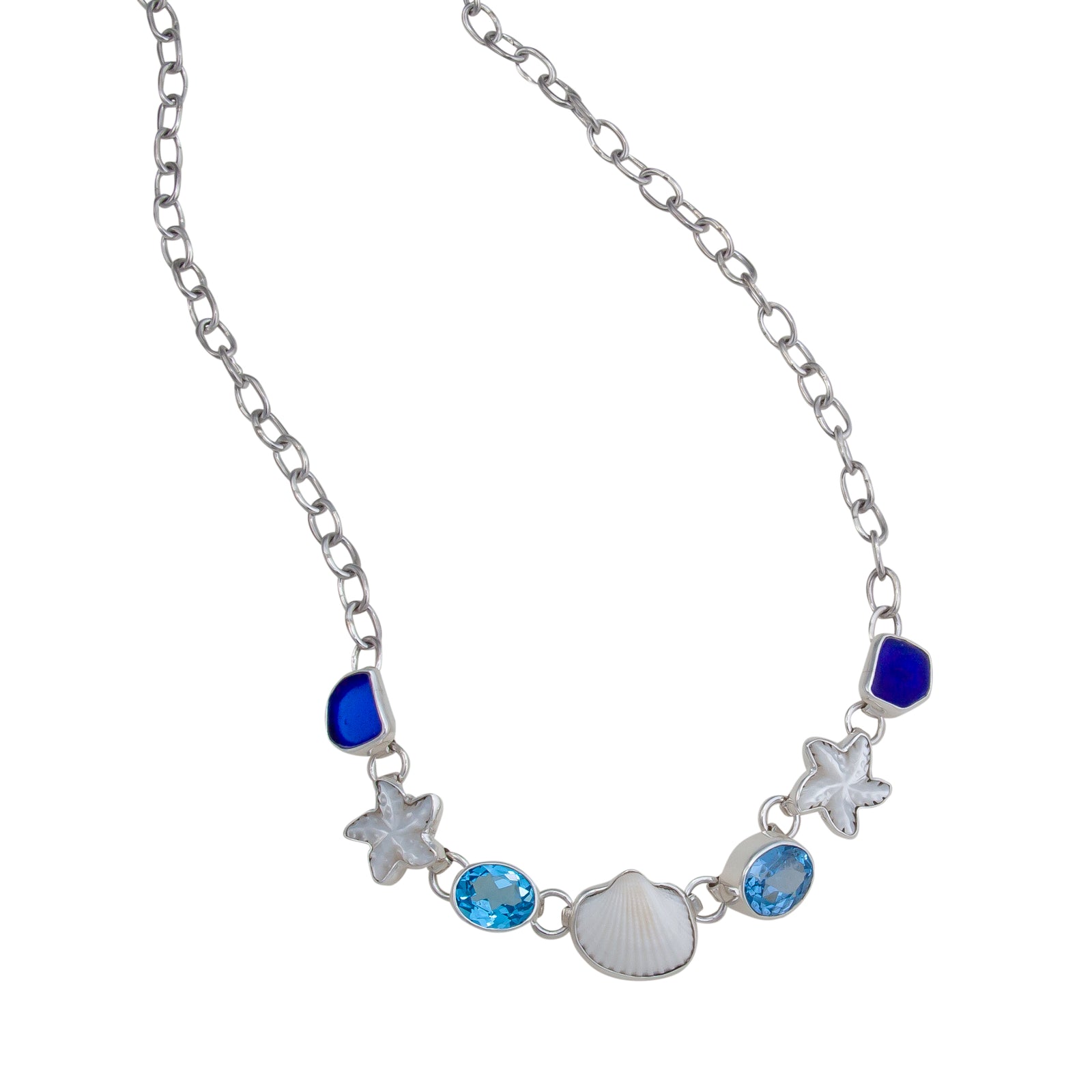Sterling Silver Blue Ocean Breeze Necklace | Charles Albert Jewelry