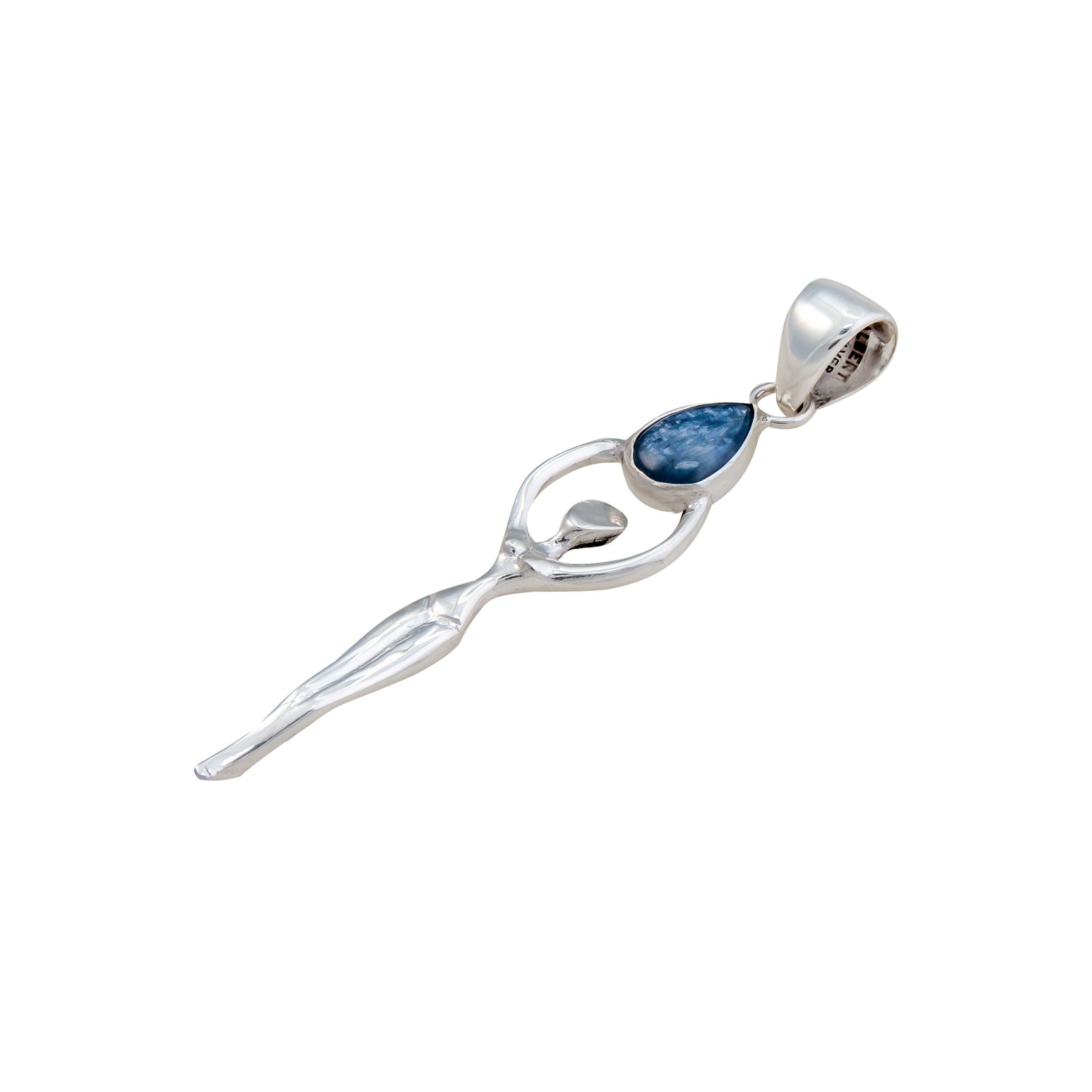 Sterling Silver Kyanite Teardrop Goddess Pendant | Charles Albert Jewelry