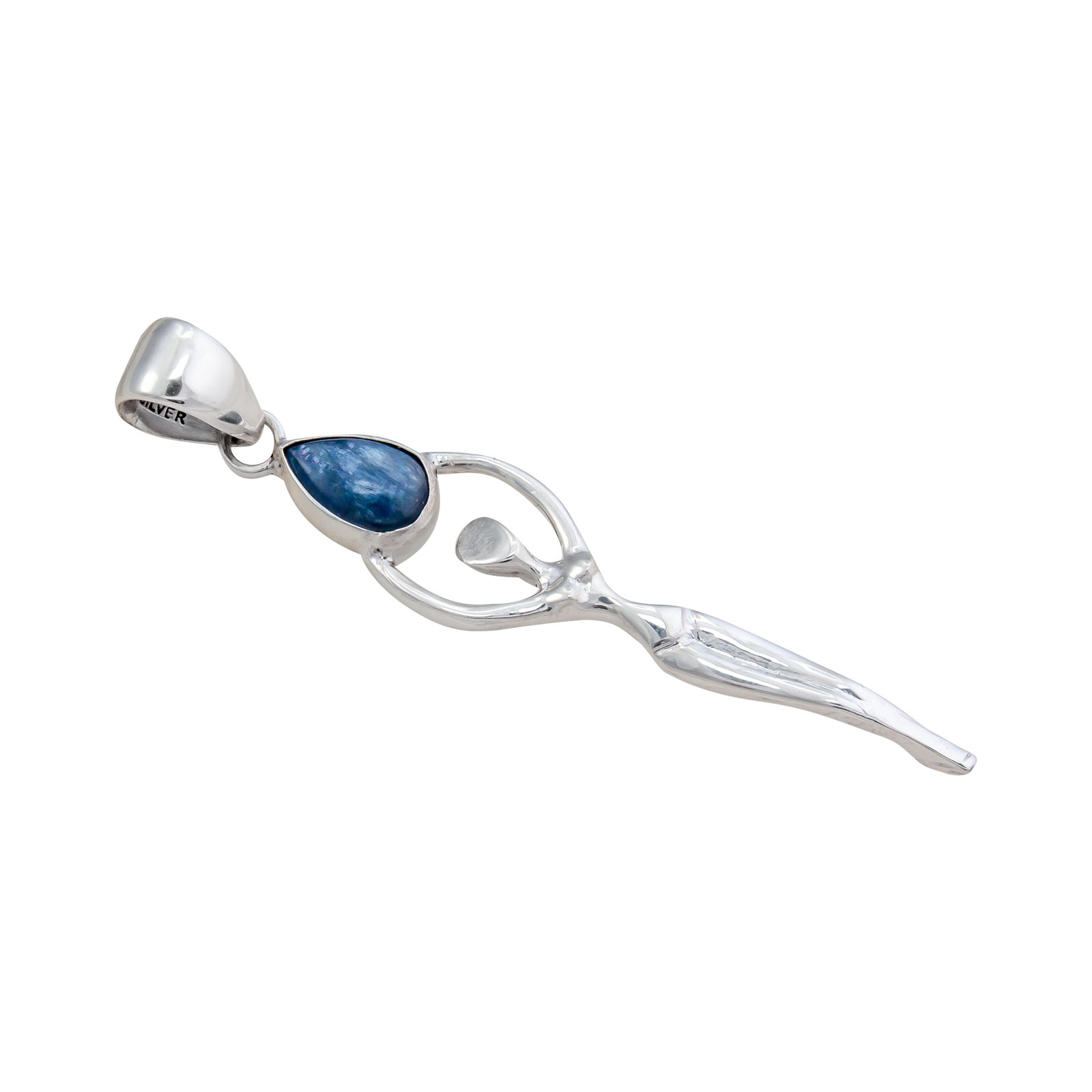 Sterling Silver Kyanite Teardrop Goddess Pendant | Charles Albert Jewelry