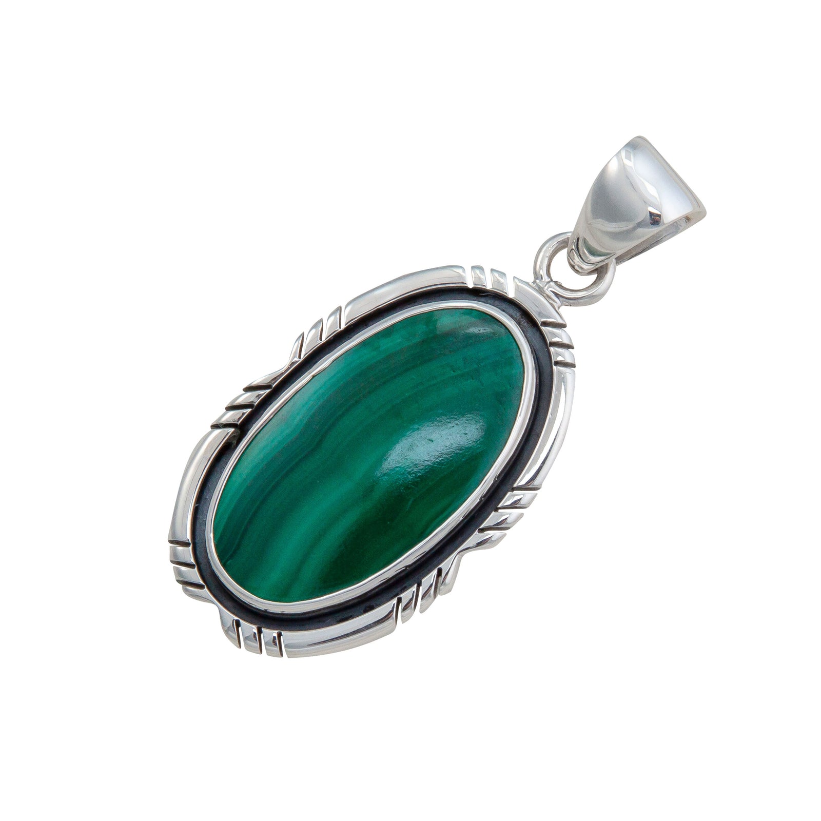 Sterling Silver Malachite C&O Pendant | Charles Albert Jewelry