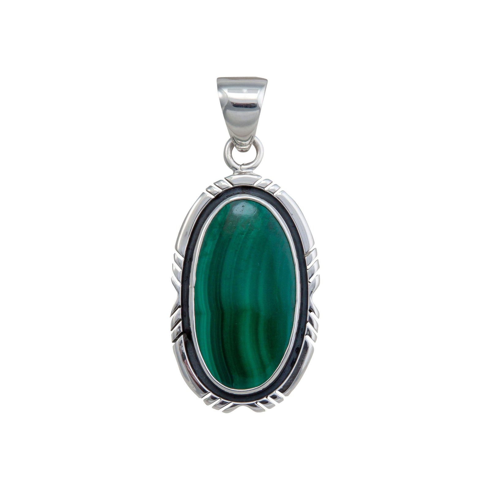 Sterling Silver Malachite C&O Pendant | Charles Albert Jewelry