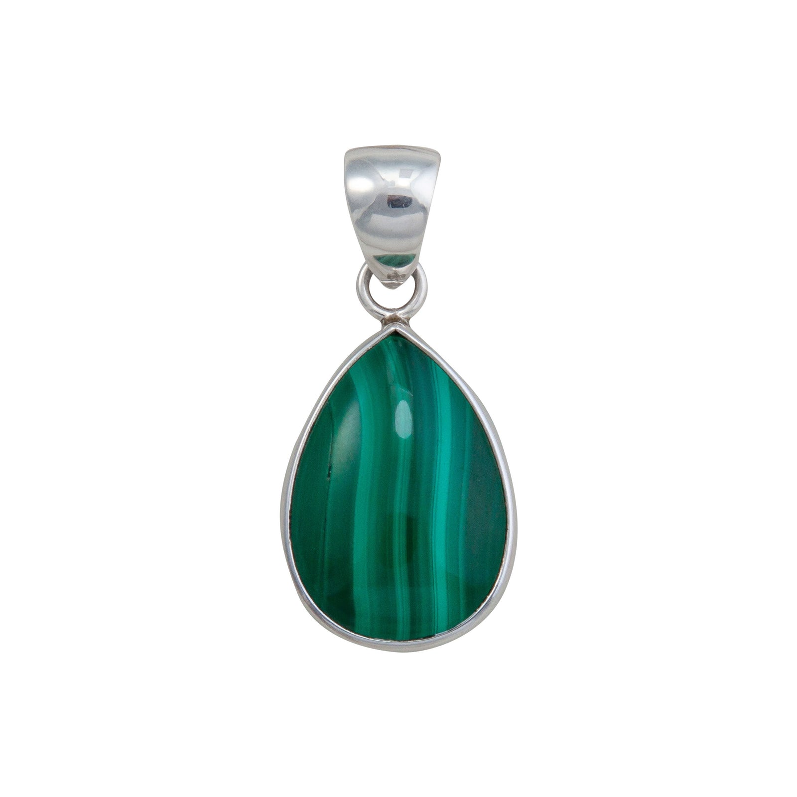 Sterling Silver Malachite Teardrop Pendant | Charles Albert Jewelry