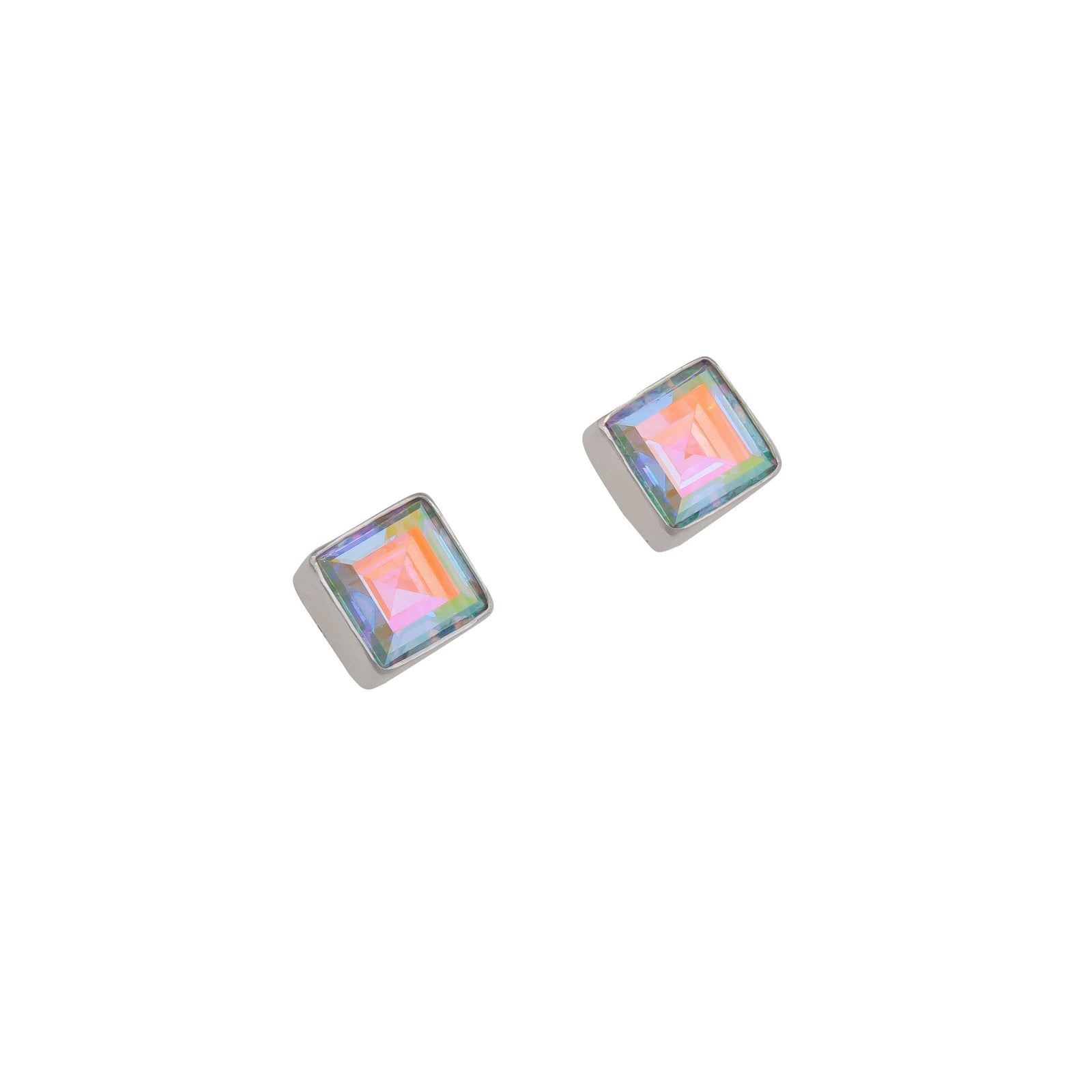 Sterling Silver Mercury Mist Square Post Earrings | Charles Albert Jewelry