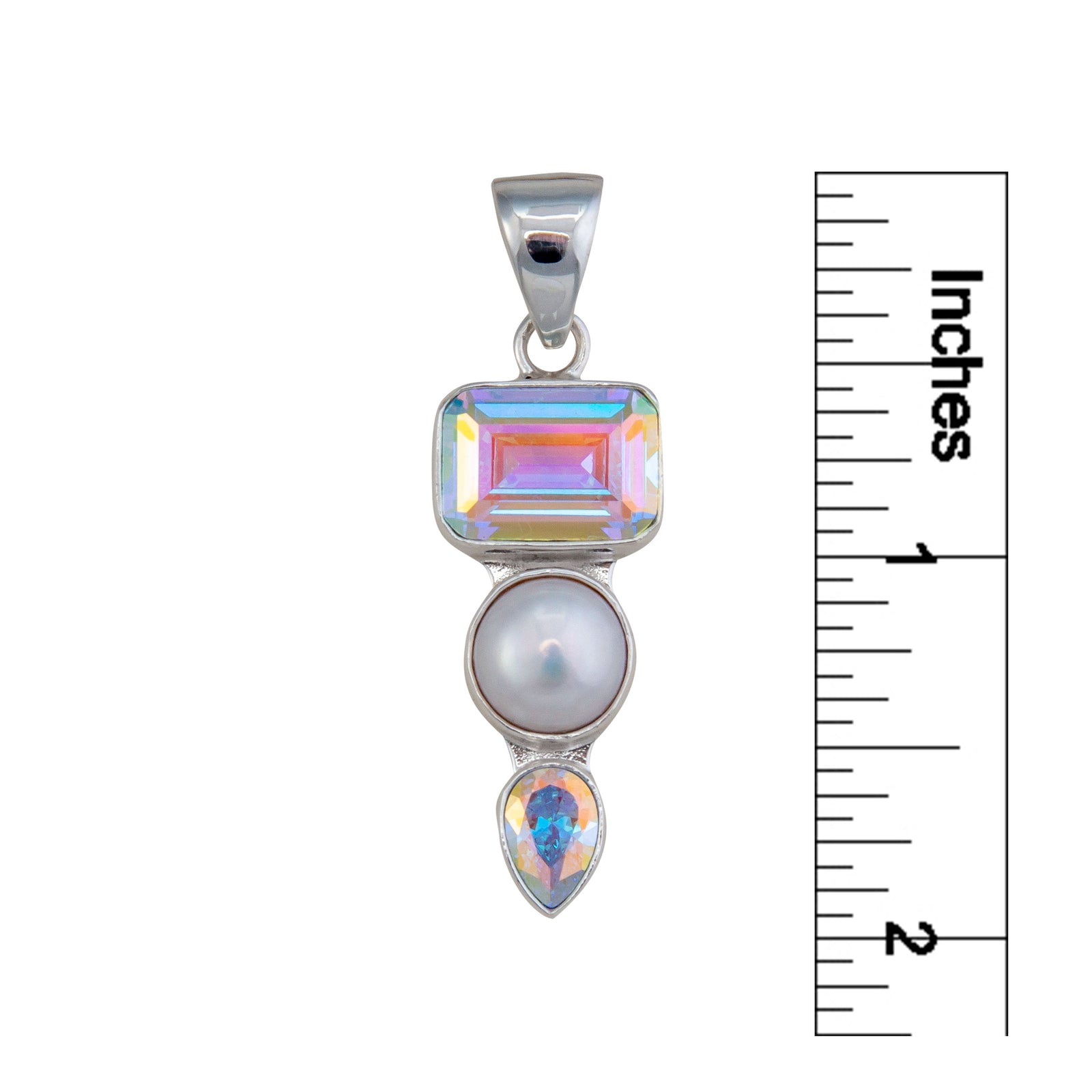 Sterling Silver Mercury Mist and Pearl Triple Pendant | Charles Albert Jewelry