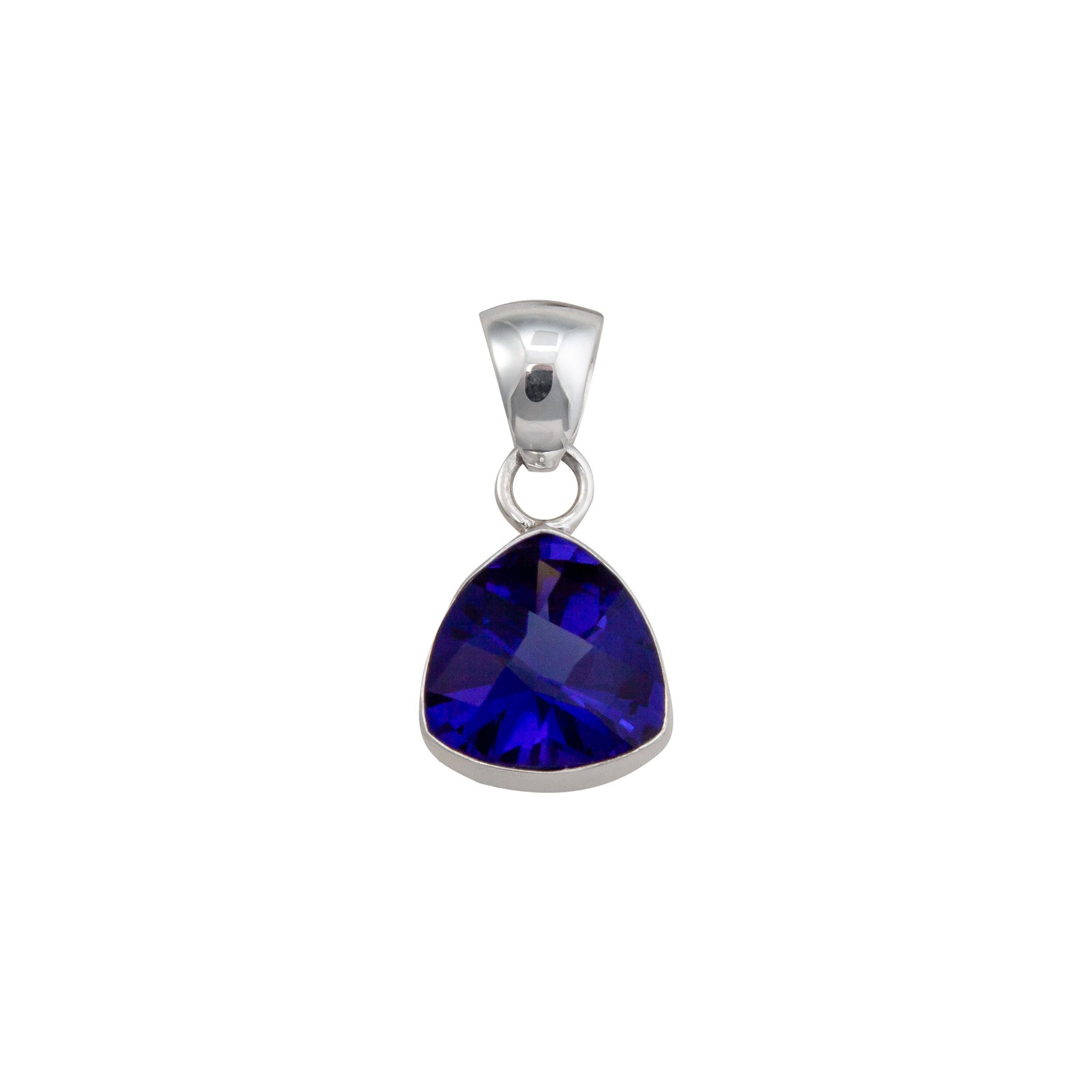 Sterling Silver Lab Created Tanzanite Trillion Pendant | Charles Albert Jewelry