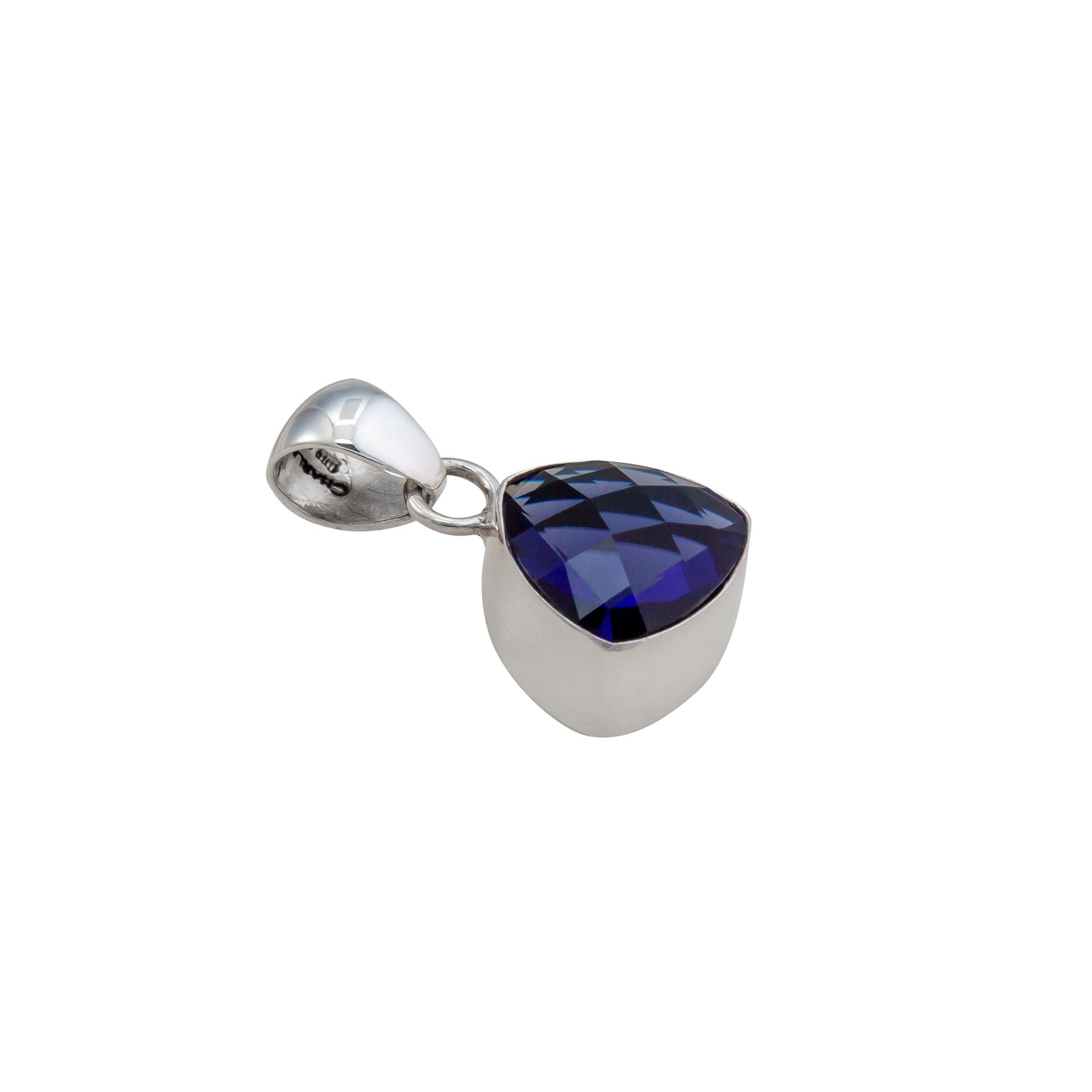 Sterling Silver Lab Created Tanzanite Trillion Pendant | Charles Albert Jewelry