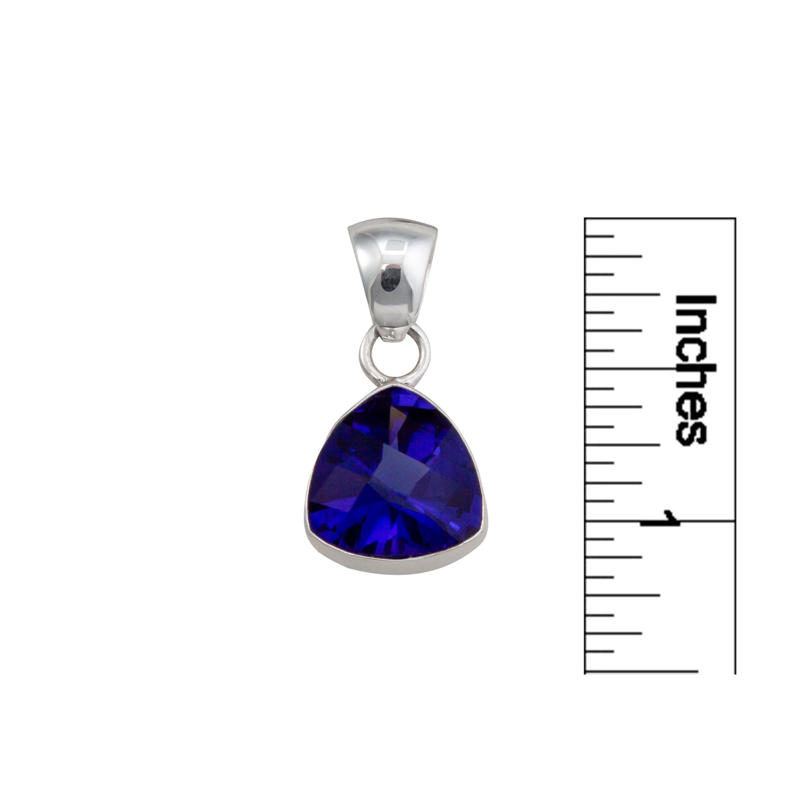 Sterling Silver Lab Created Tanzanite Trillion Pendant | Charles Albert Jewelry