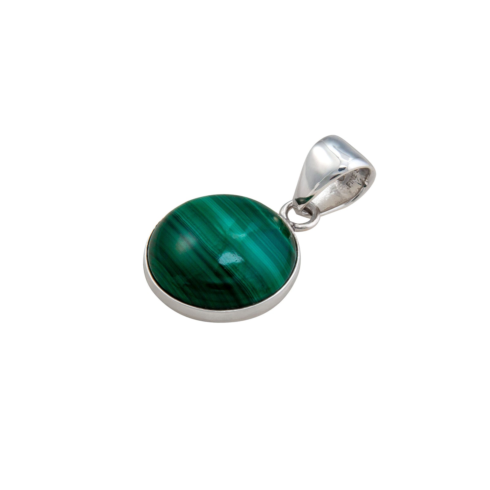 Sterling Silver Malachite Round Pendant | Charles Albert Jewelry