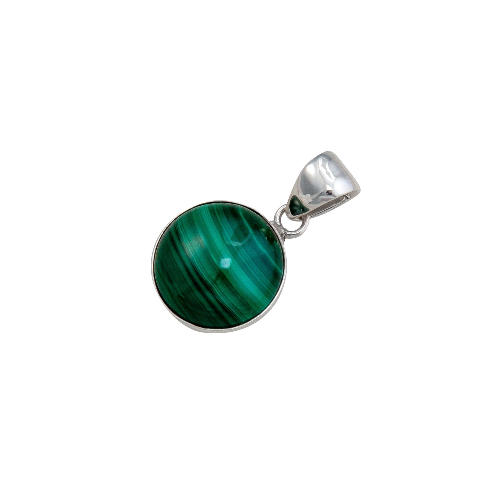 Sterling Silver Malachite Round Pendant | Charles Albert Jewelry