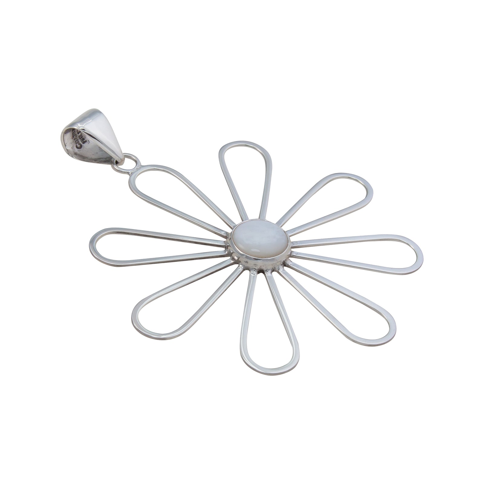 Sterling Silver Mother of Pearl Flower Pendant | Charles Albert Jewelry