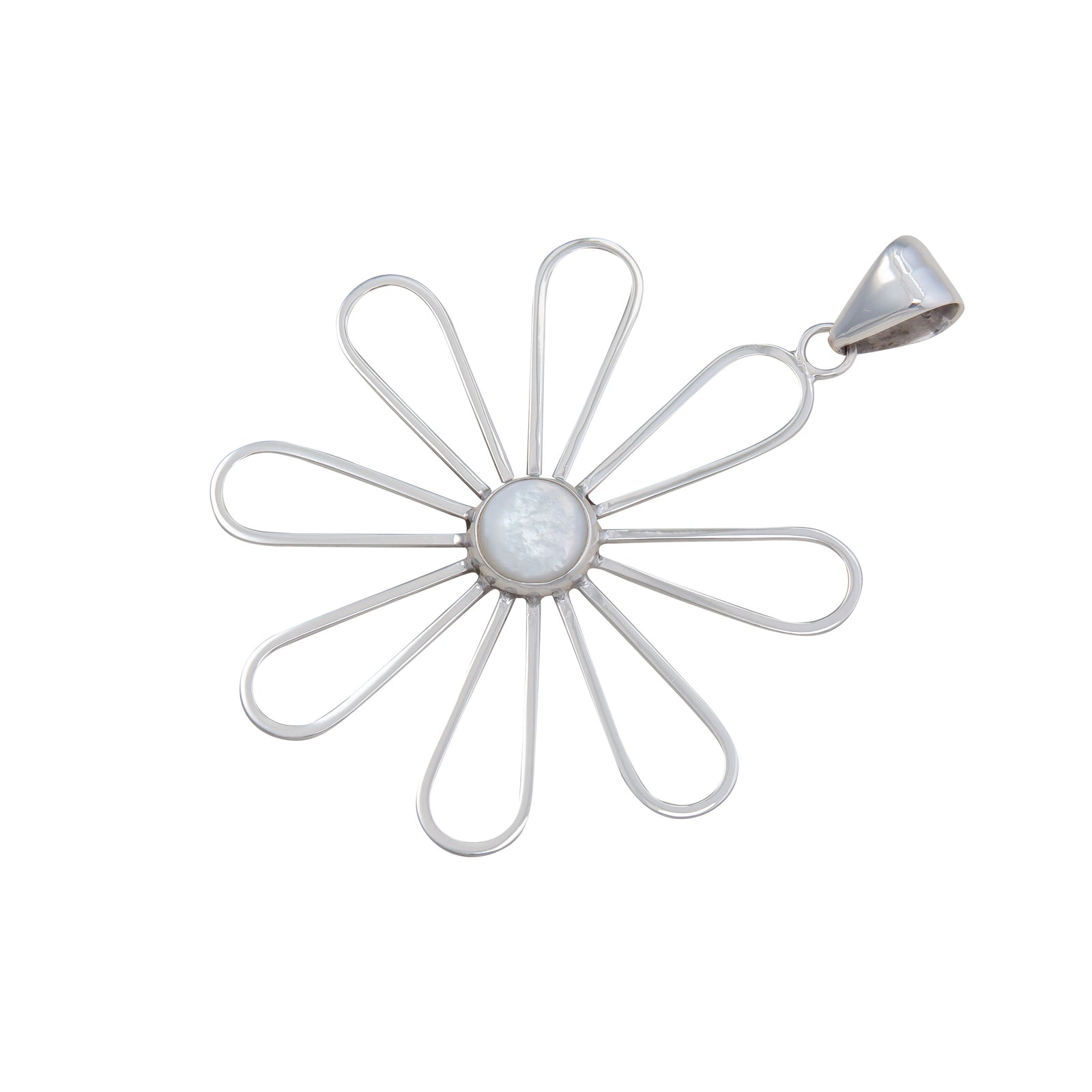 Sterling Silver Mother of Pearl Flower Pendant | Charles Albert Jewelry