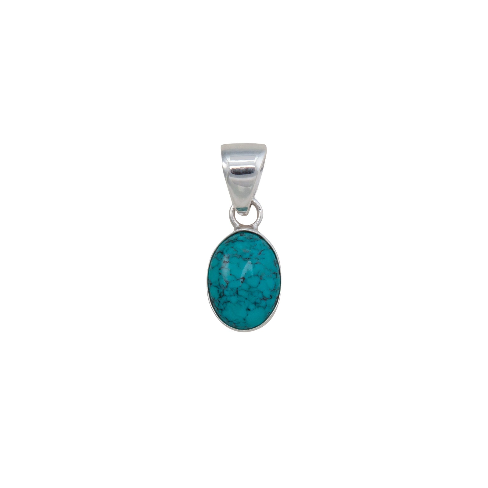 Sterling Silver Turquoise Oval Petite Pendant | Charles Albert Jewelry