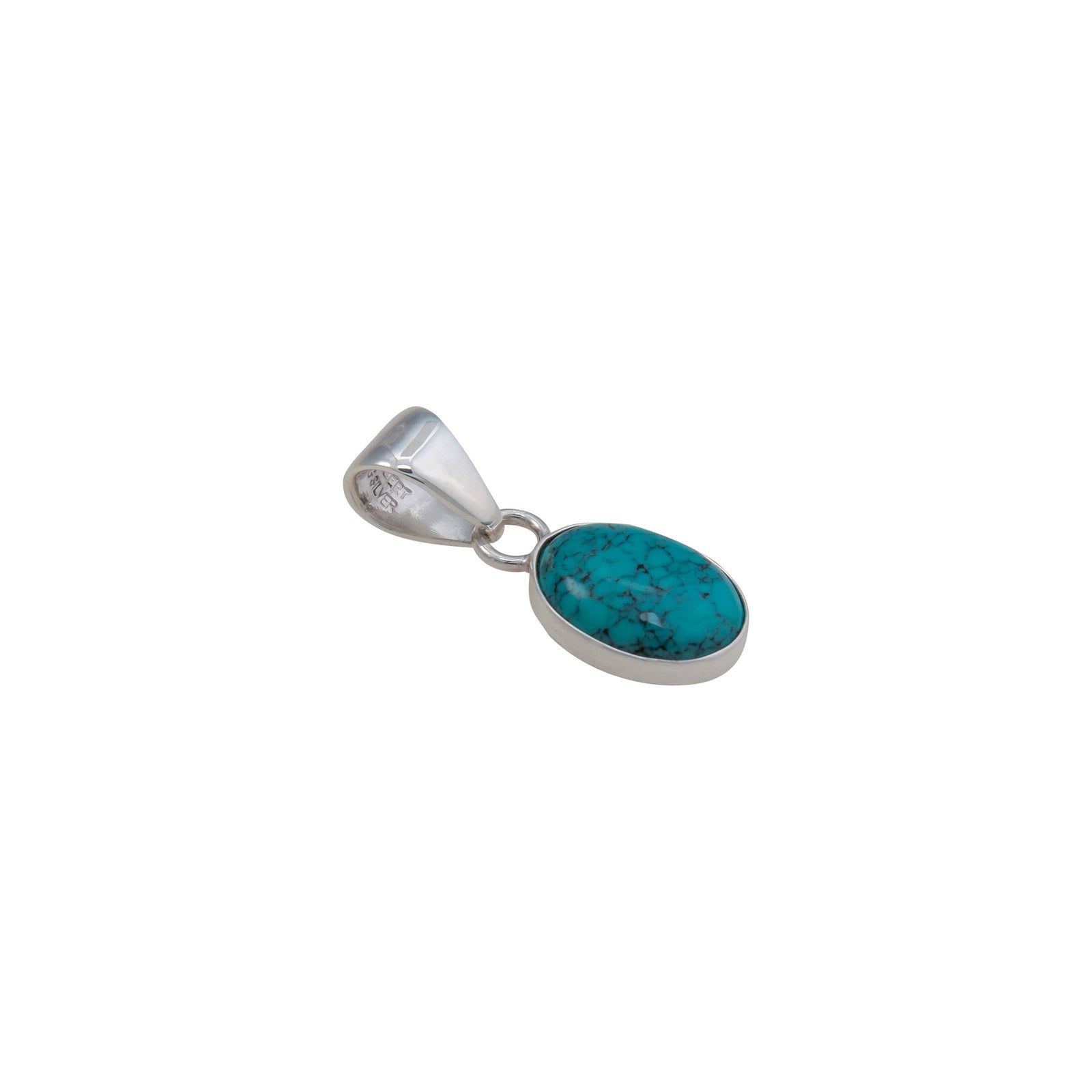Sterling Silver Turquoise Oval Petite Pendant | Charles Albert Jewelry