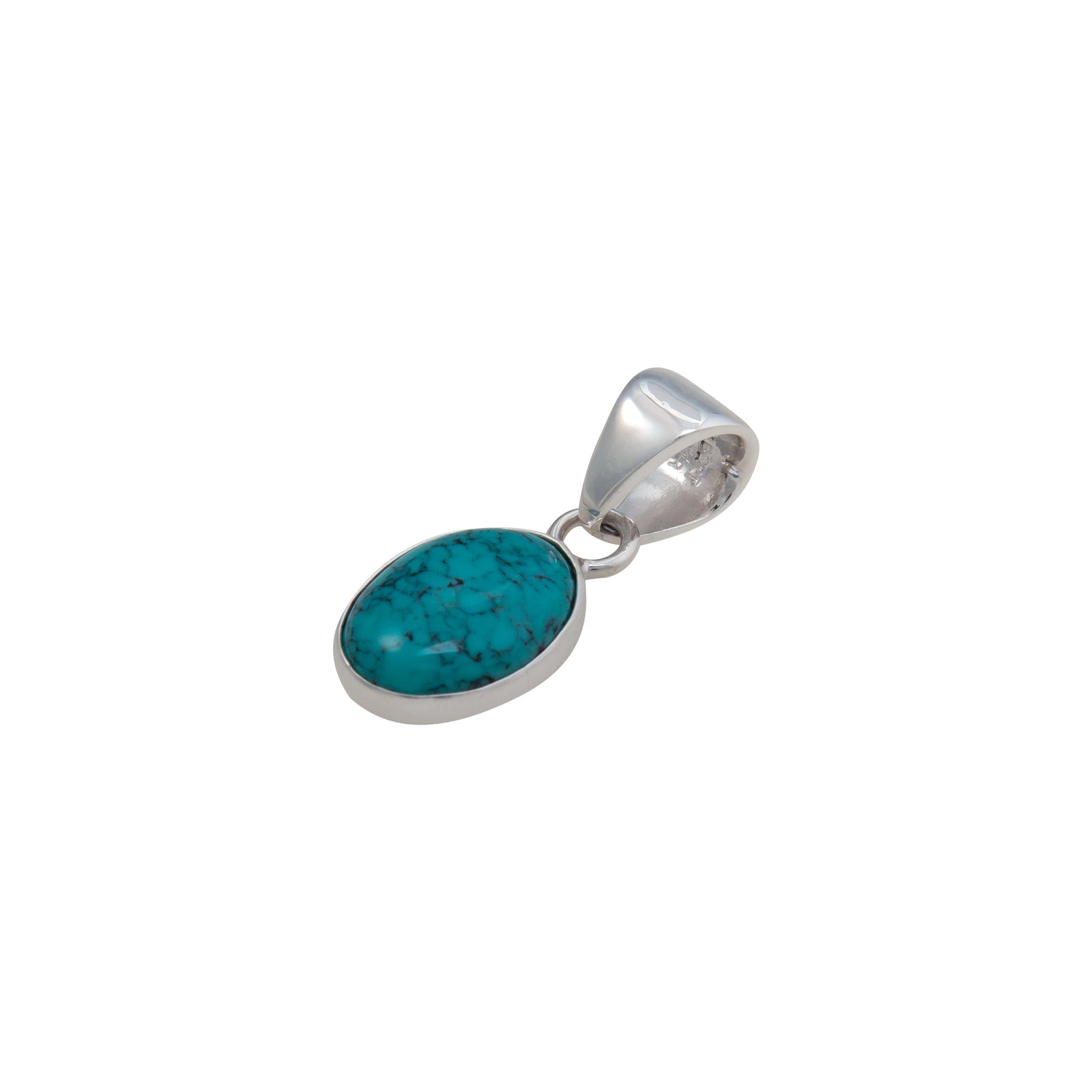 Sterling Silver Turquoise Oval Petite Pendant | Charles Albert Jewelry