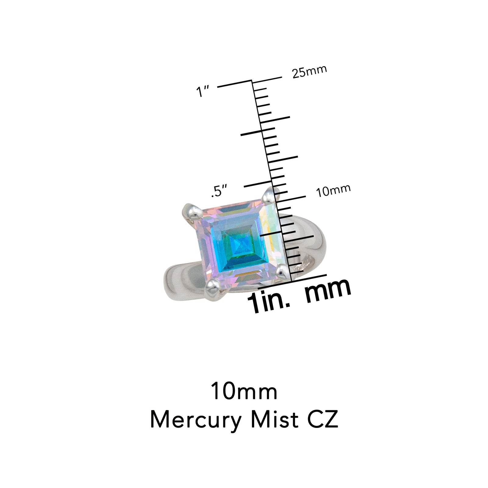 Sterling Silver Mercury Mist Square Prong Set Adjustable Ring | Charles Albert Jewelry