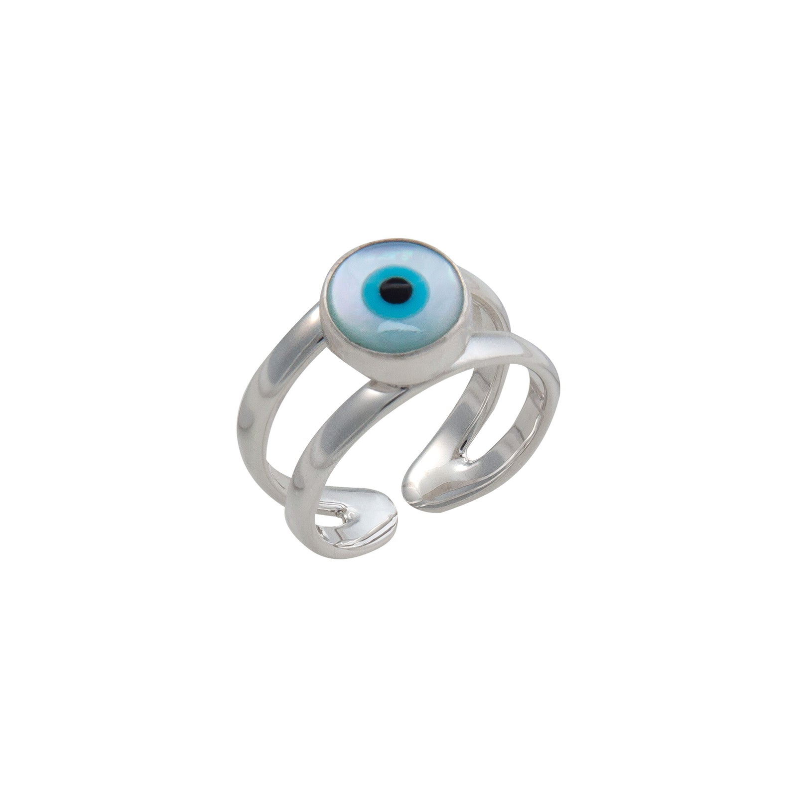 Sterling Silver Evil Eye Round Cuff Ring | Charles Albert Jewelry