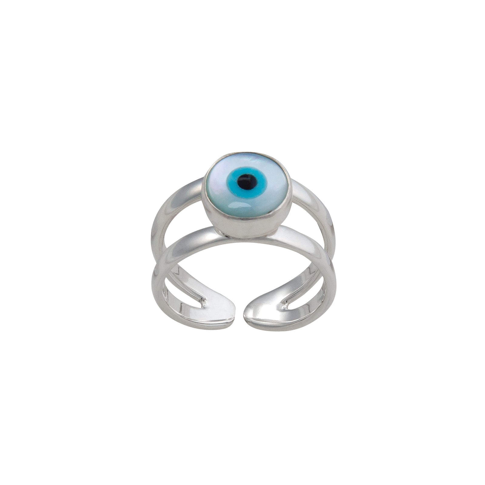 Sterling Silver Evil Eye Round Cuff Ring | Charles Albert Jewelry