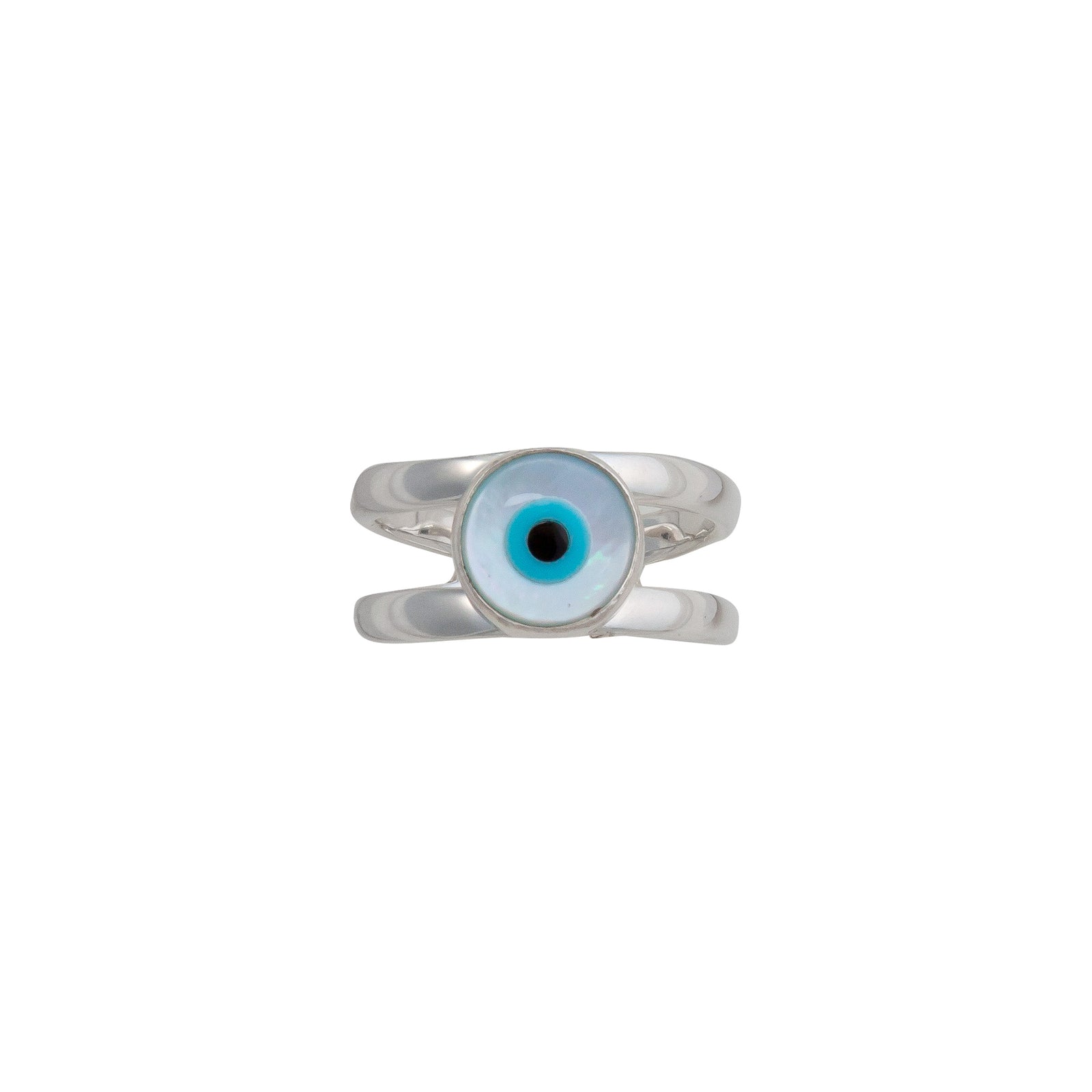 Sterling Silver Evil Eye Round Cuff Ring | Charles Albert Jewelry