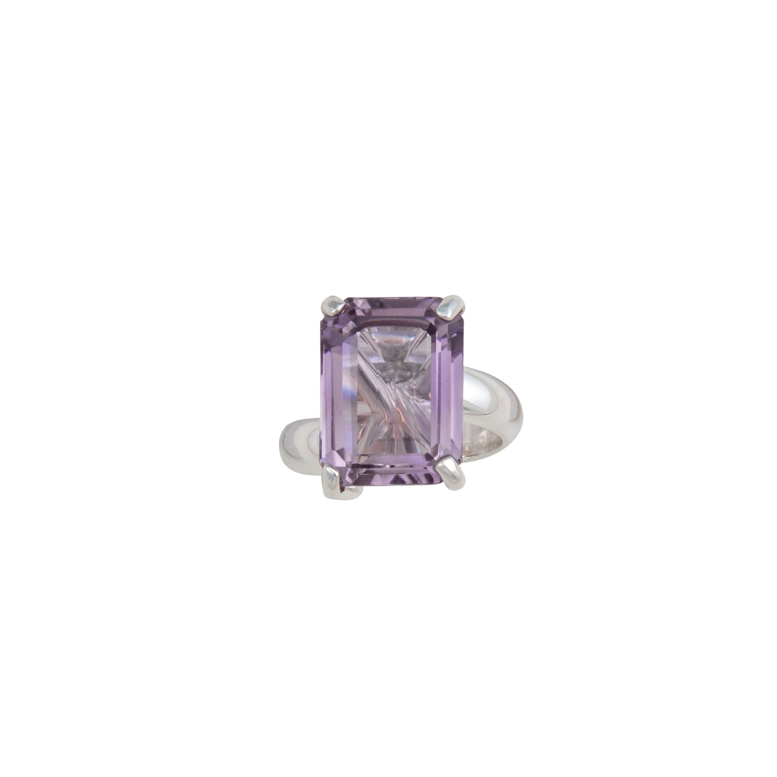 Sterling Silver Amethyst Rectangle Prong Set Ring | Charles Albert Jewelry
