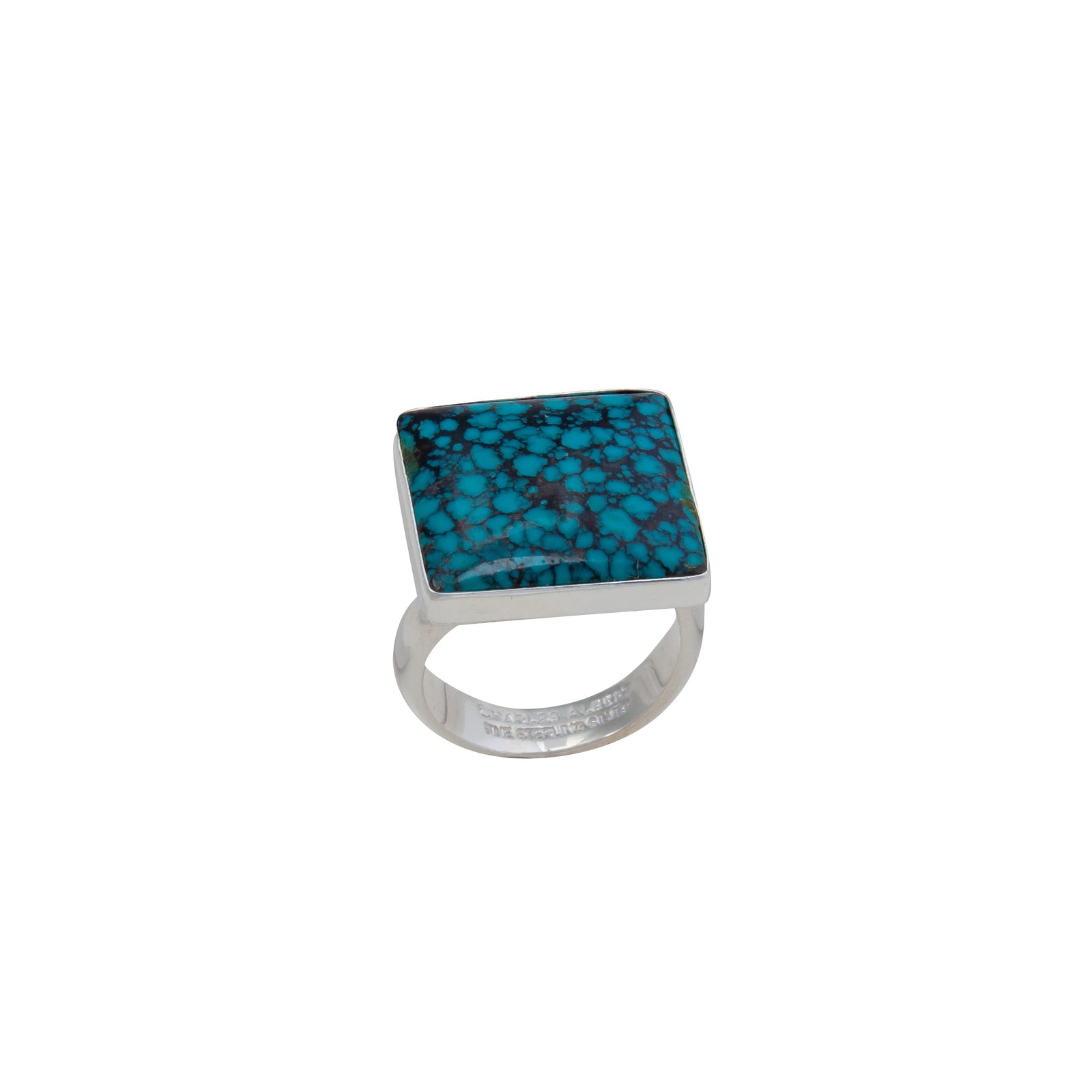 Sterling Silver Turquoise Square Adjustable Ring | Charles Albert Jewelry