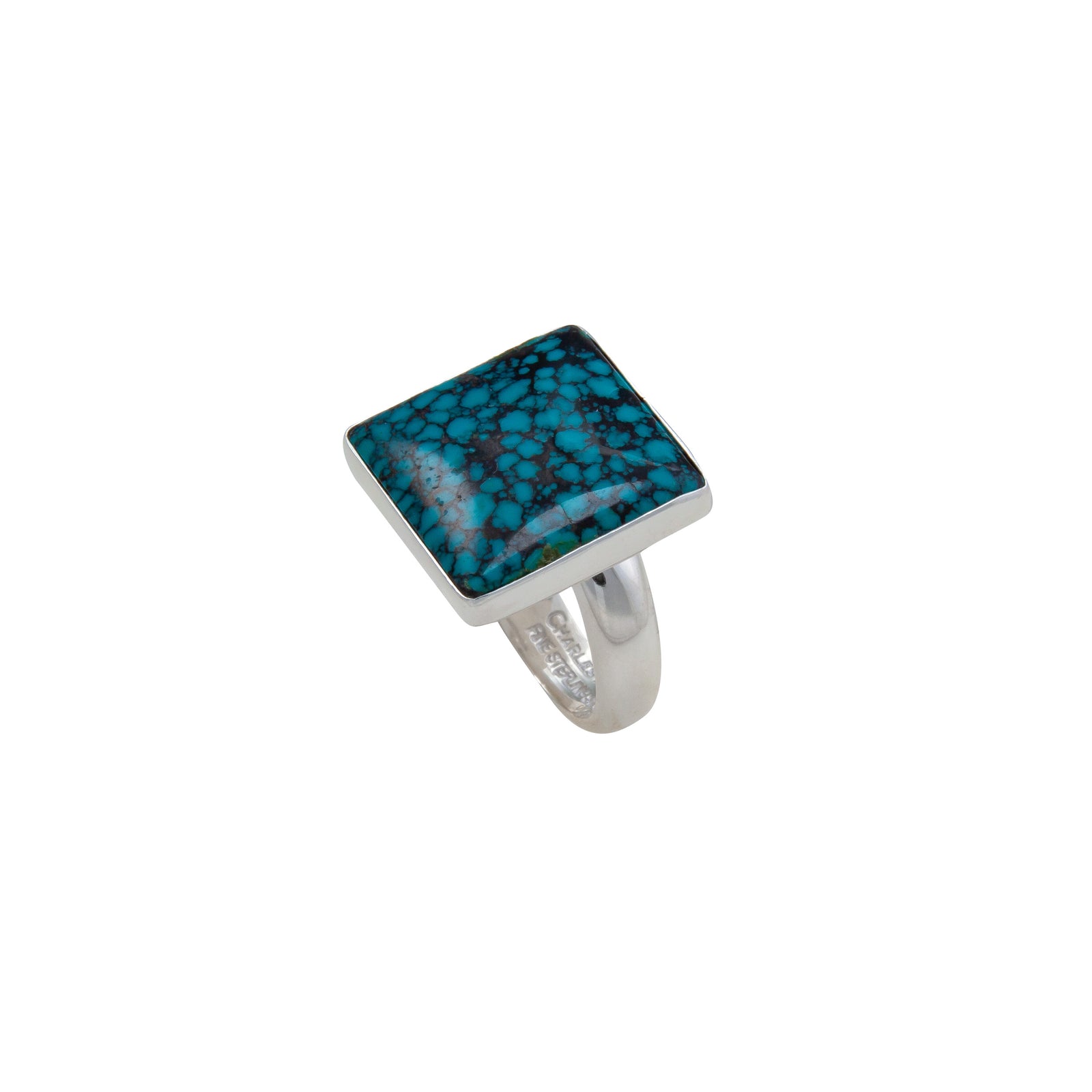 Sterling Silver Turquoise Square Adjustable Ring | Charles Albert Jewelry