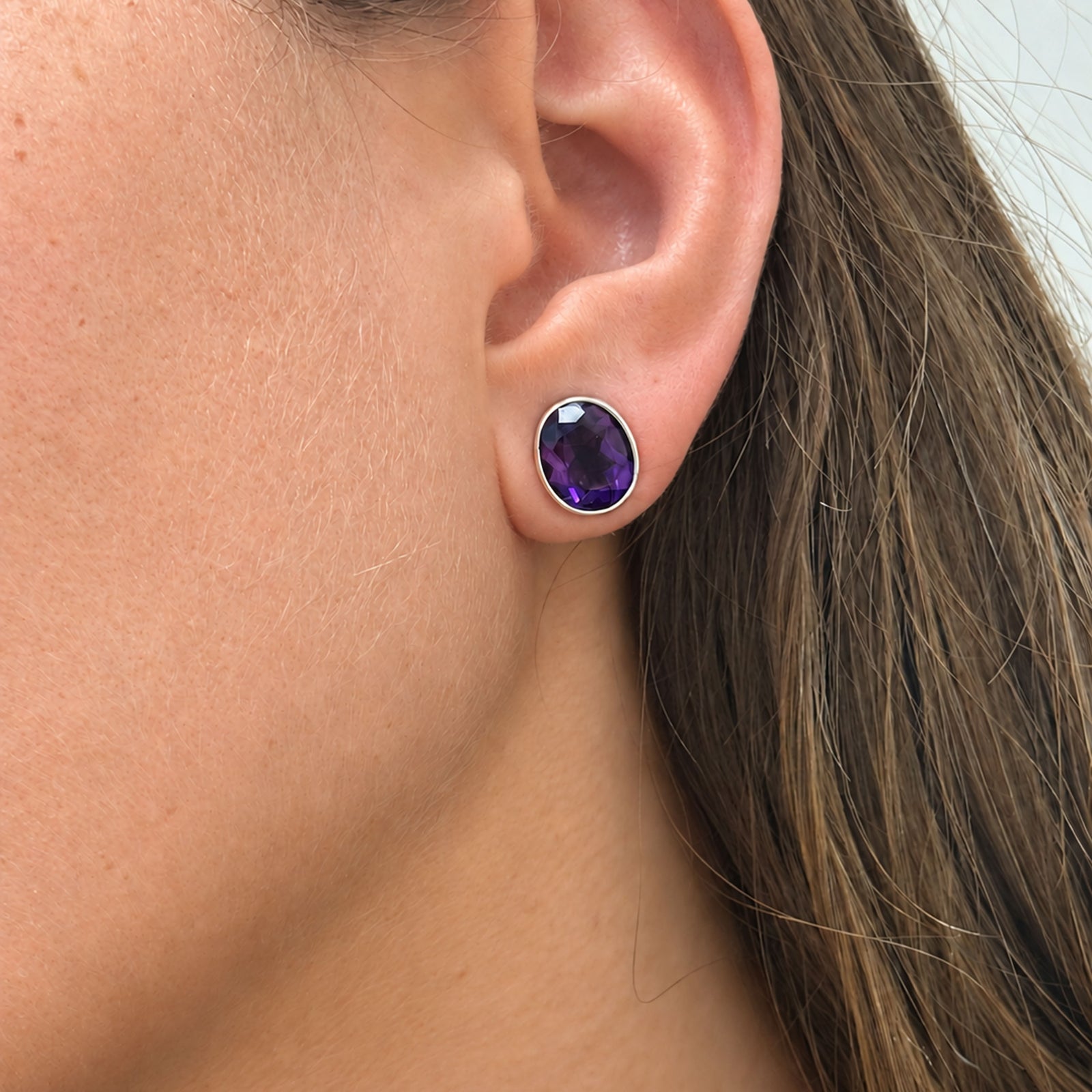 Sterling Silver Amethyst Post Earrings | Charles Albert Jewelry