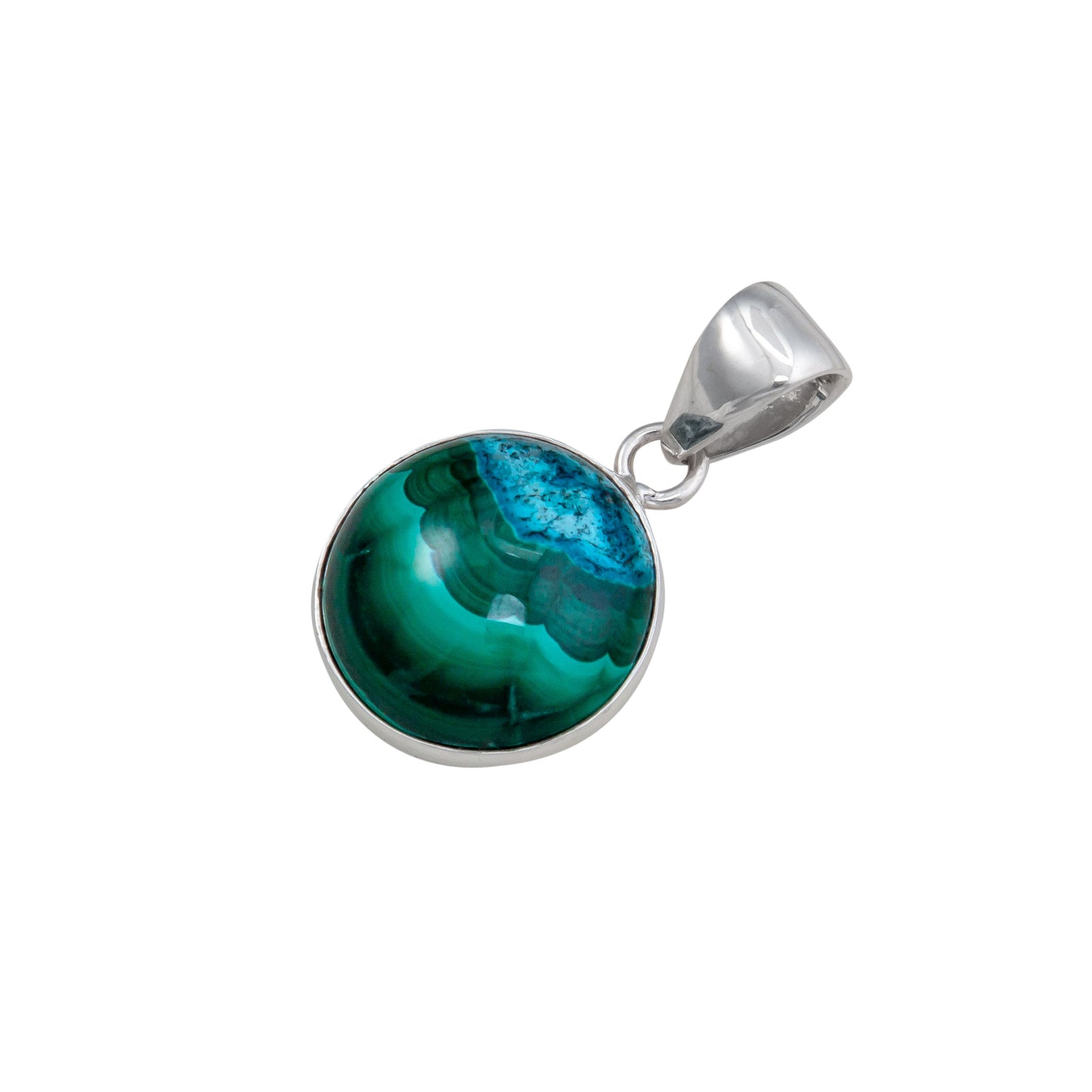 Sterling Silver Shattuckite Round Pendant | Charles Albert Jewelry