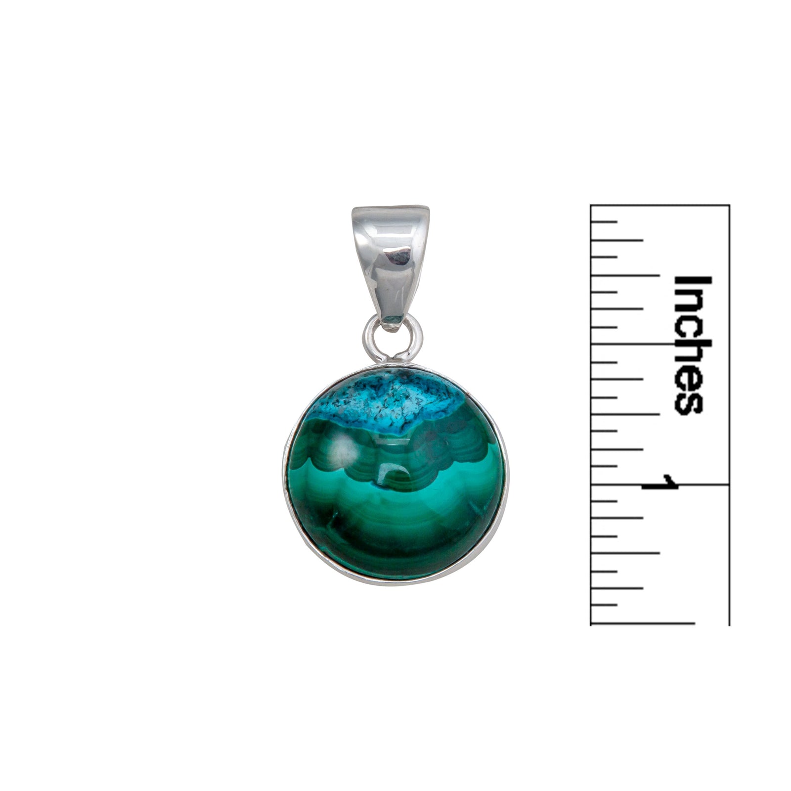Sterling Silver Shattuckite Round Pendant | Charles Albert Jewelry