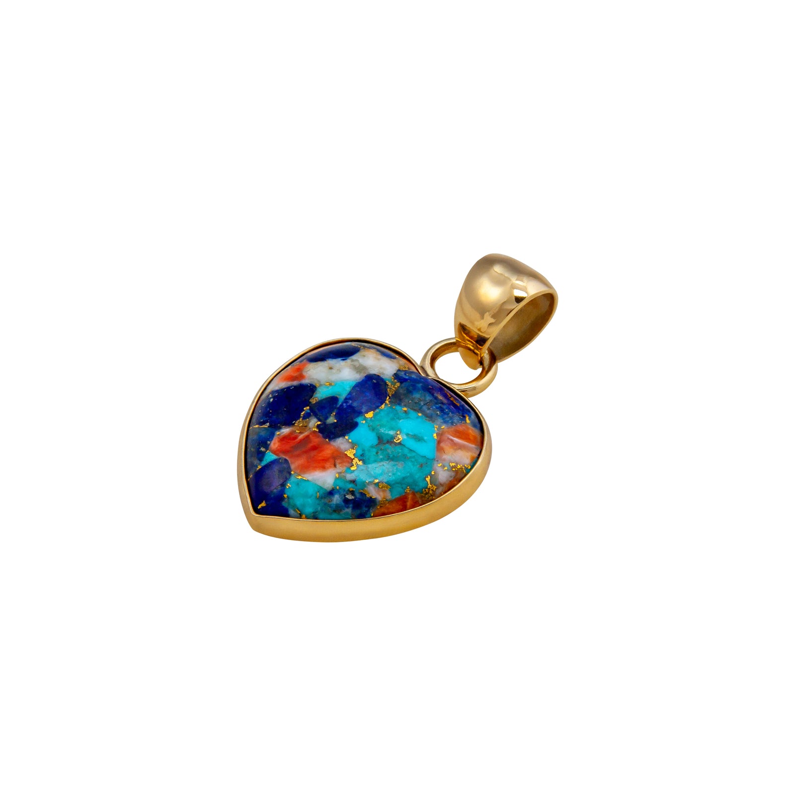 Alchemia Turquoise, Lapis Lazuli and Spiny Oyster Heart Pendant | Charles Albert Jewelry