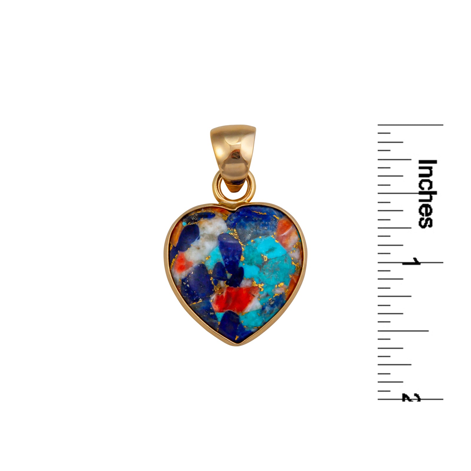 Alchemia Turquoise, Lapis Lazuli and Spiny Oyster Heart Pendant | Charles Albert Jewelry