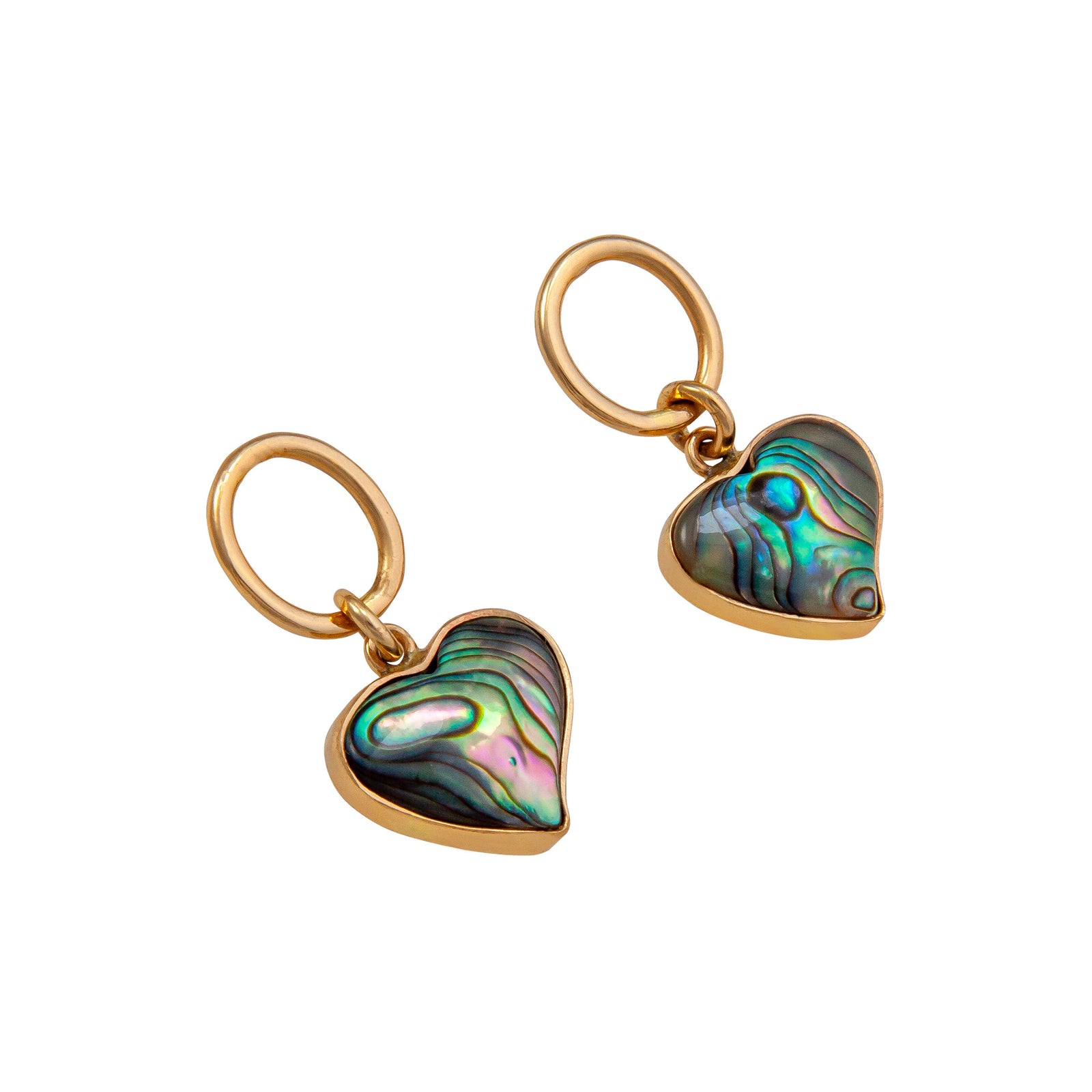 Alchemia Green Abalone Heart Round Post Earrings | Charles Albert Jewelry