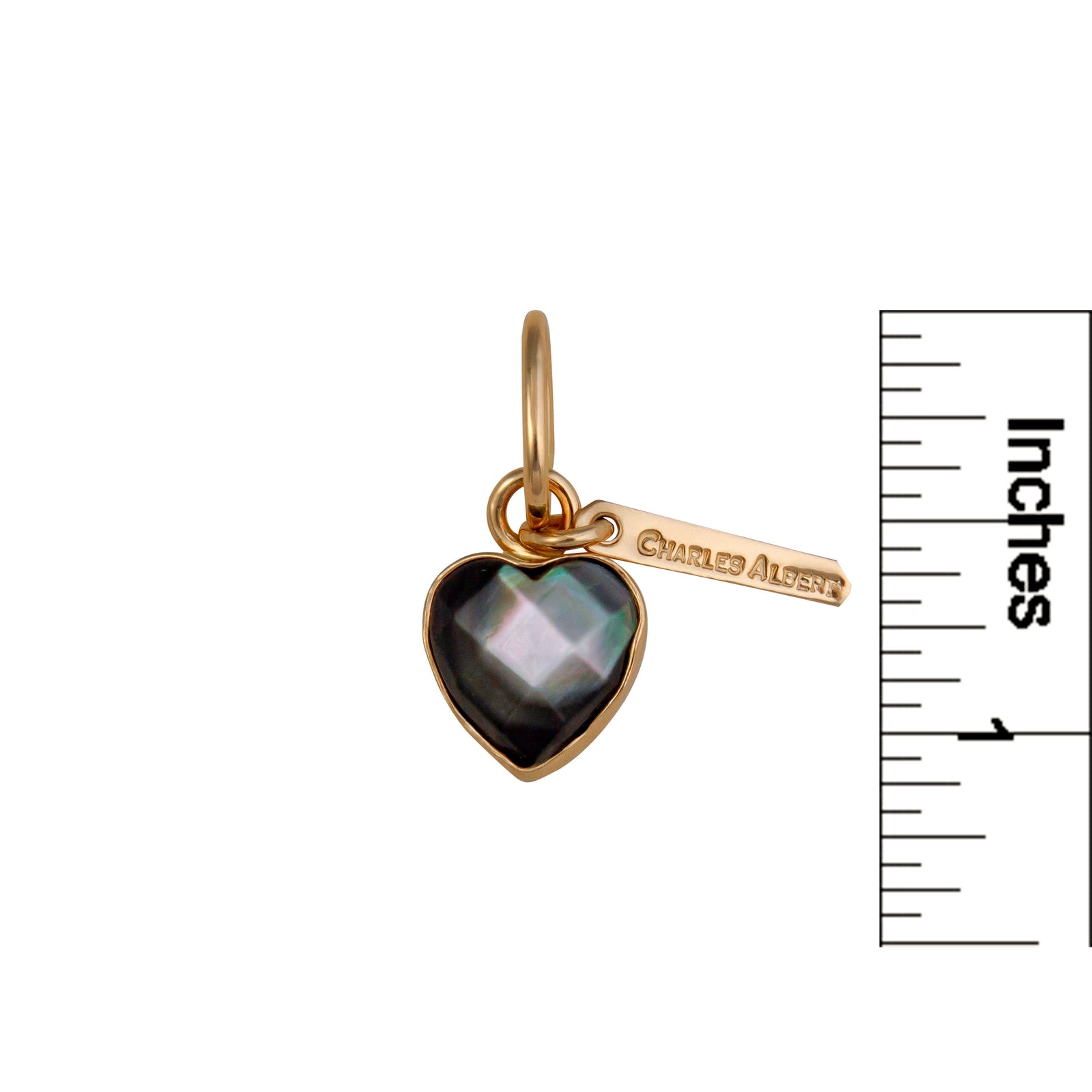 Alchemia Gray Mother of Pearl Faceted Heart Charm Pendant | Charles Albert Jewelry